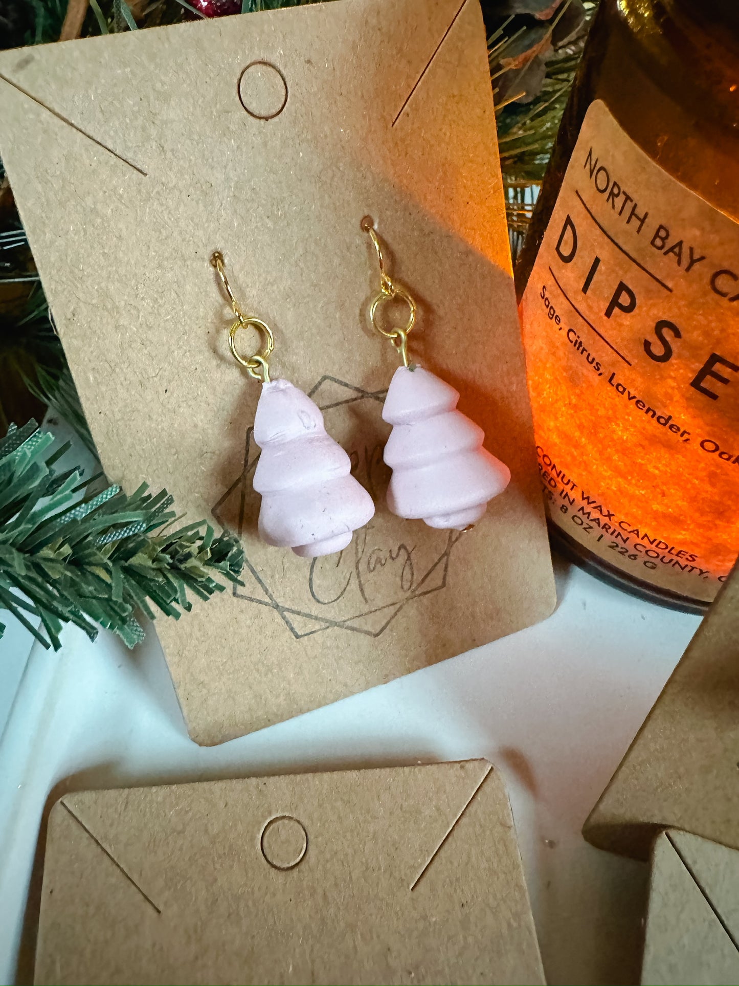 Tree Bead Drop Earring - Soft Pink