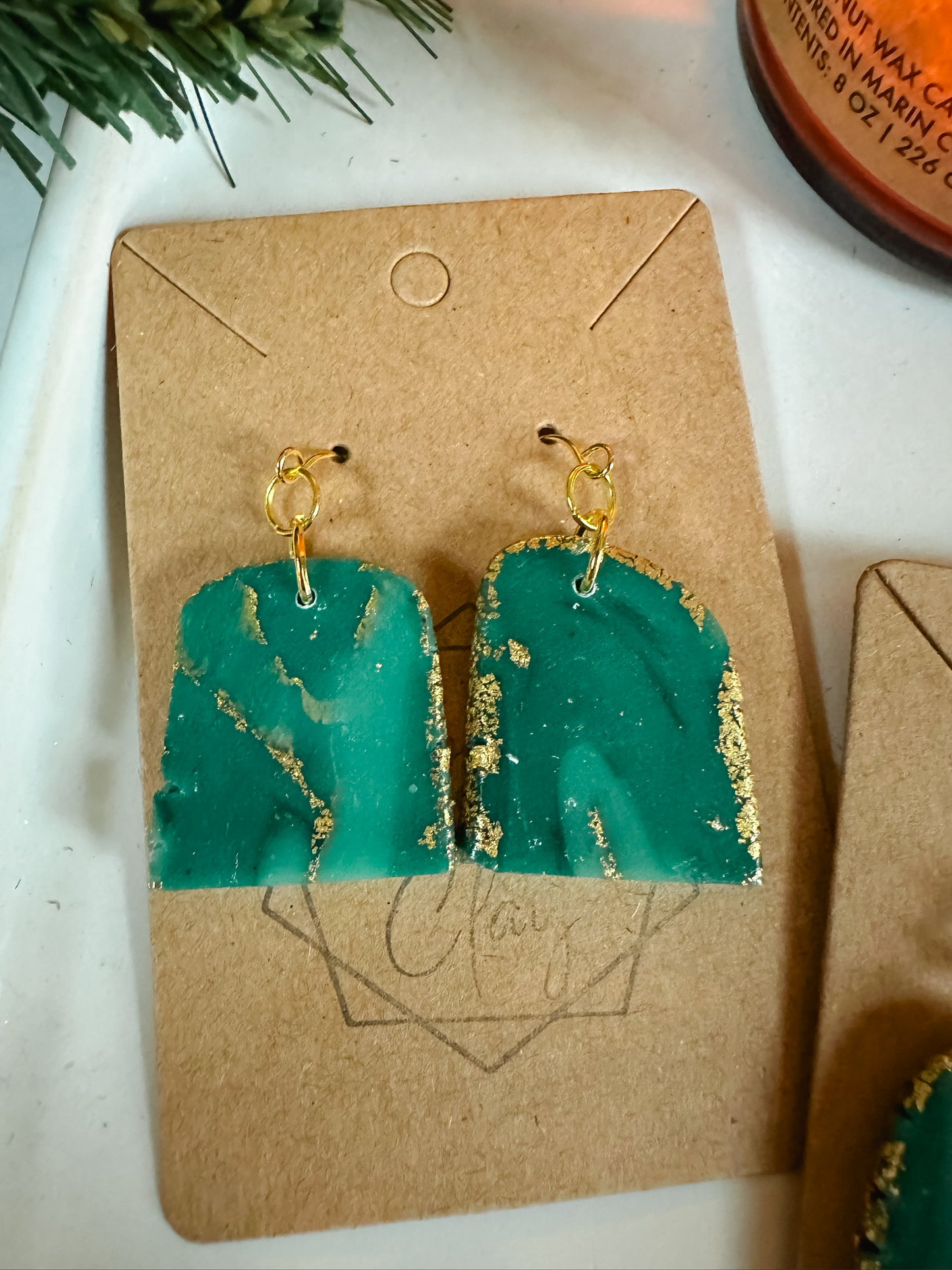 Winter Agate Slice Statement Earring - Turquoise