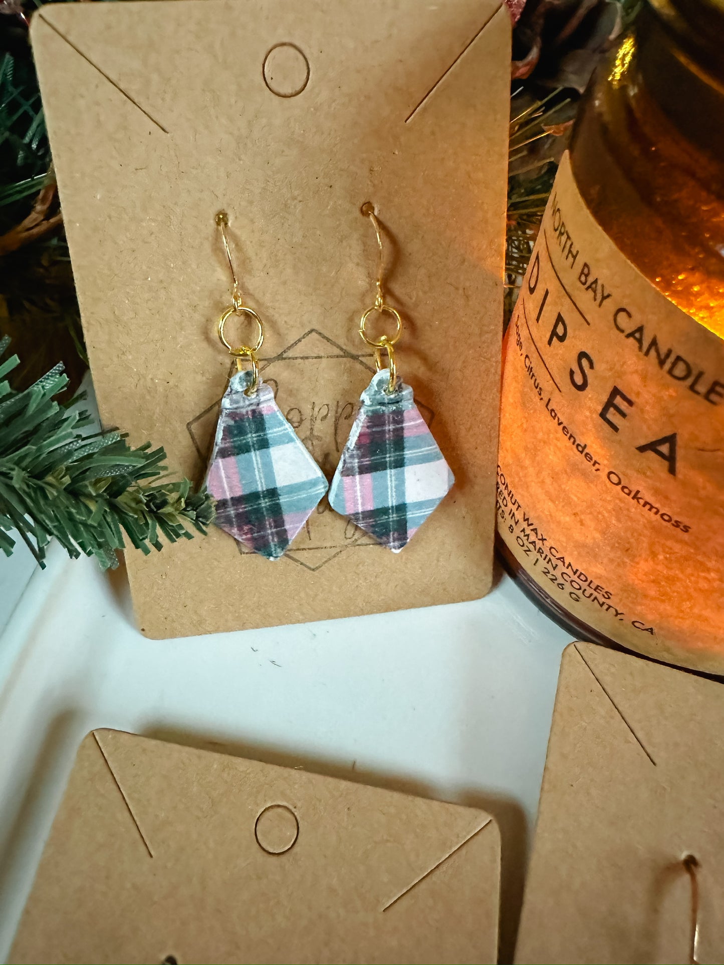 Holiday Plaid Drop Earring