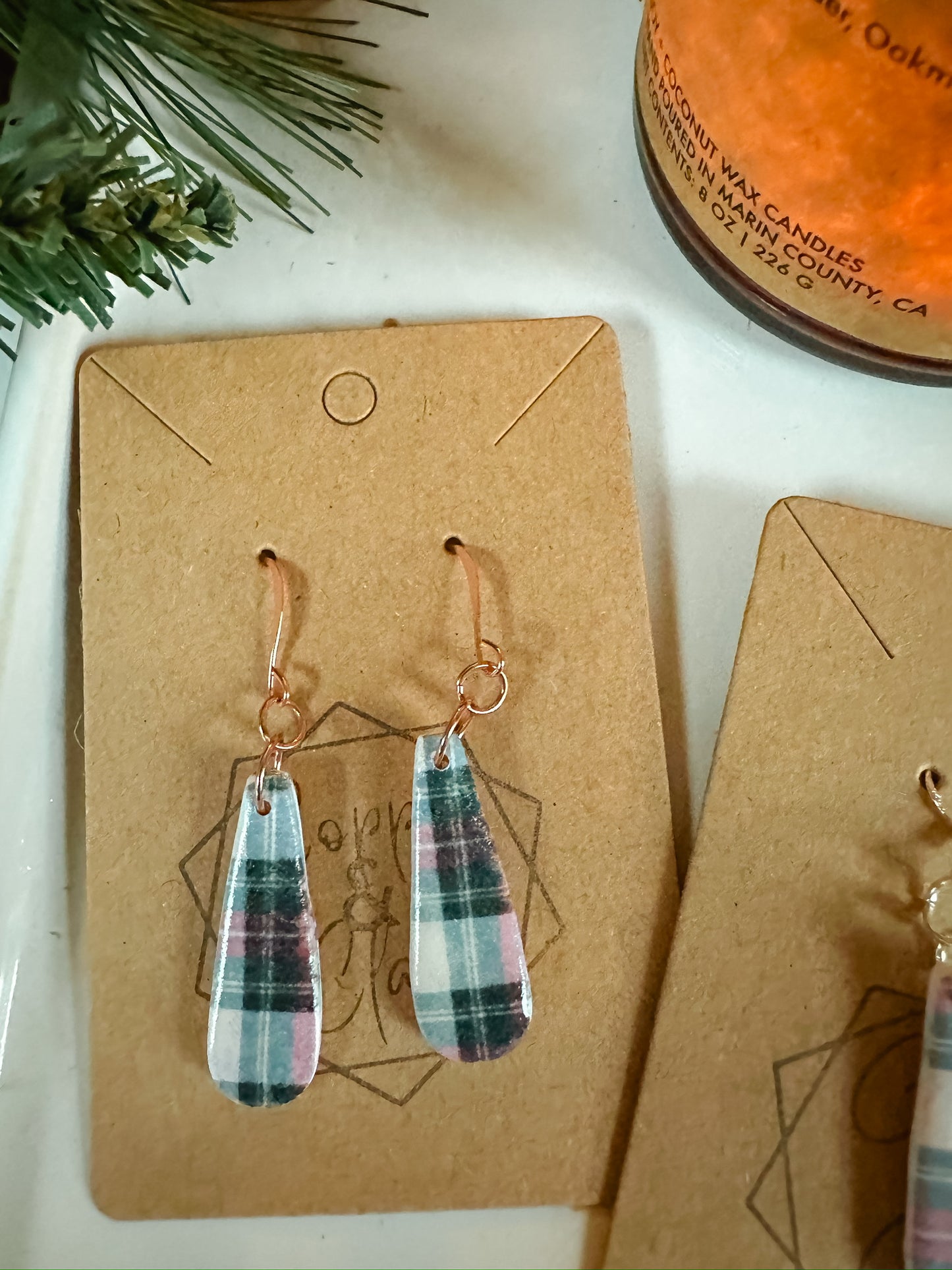 Holiday Plaid Dangle Earring