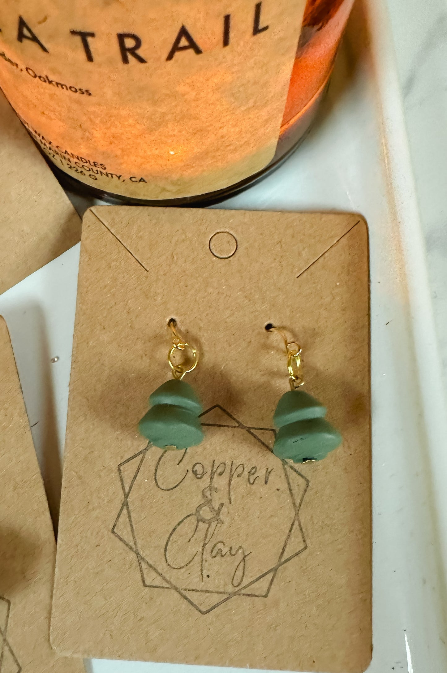 Tree Bead Drop Earring - Green