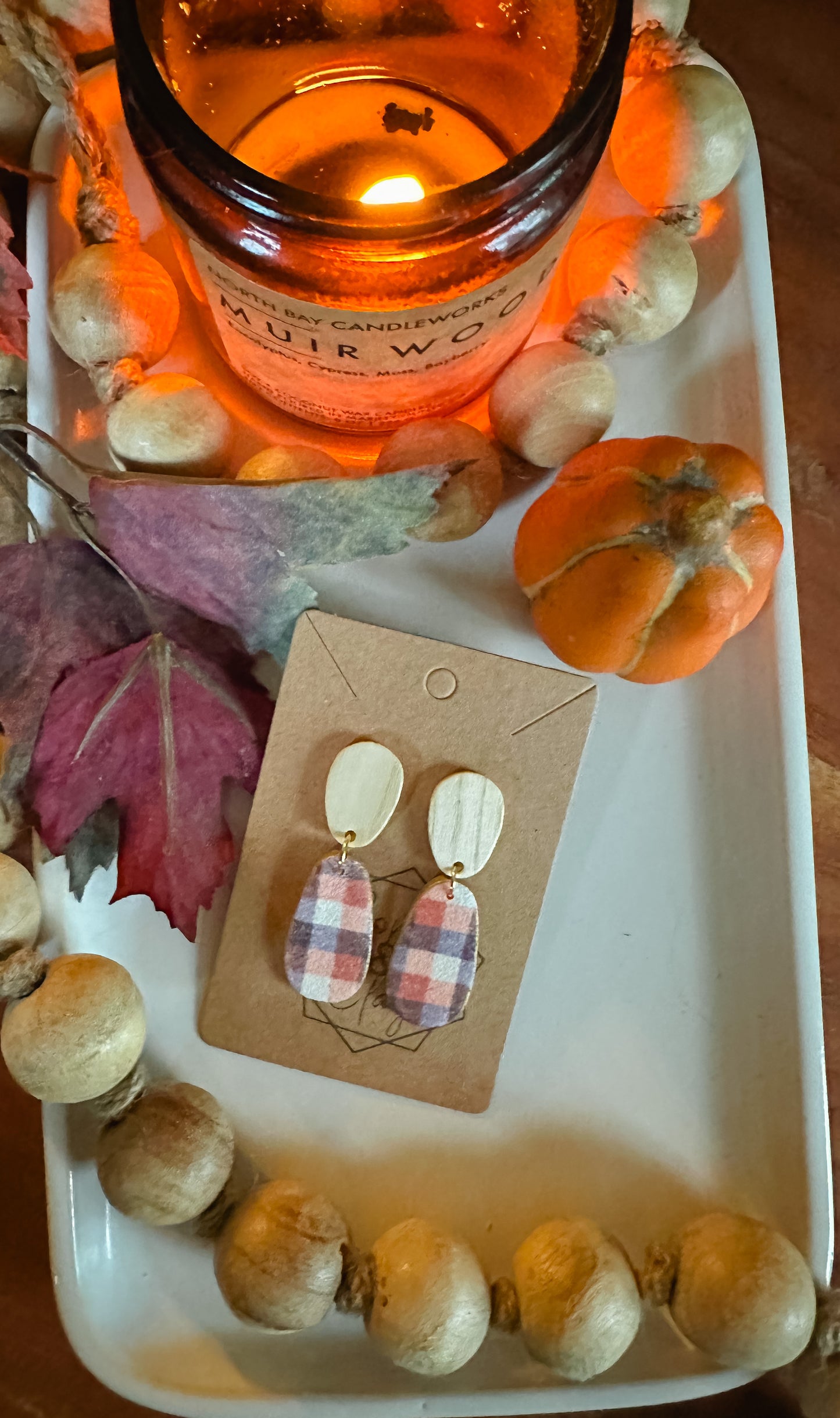 Purple Fall Plaid Dangle Earring