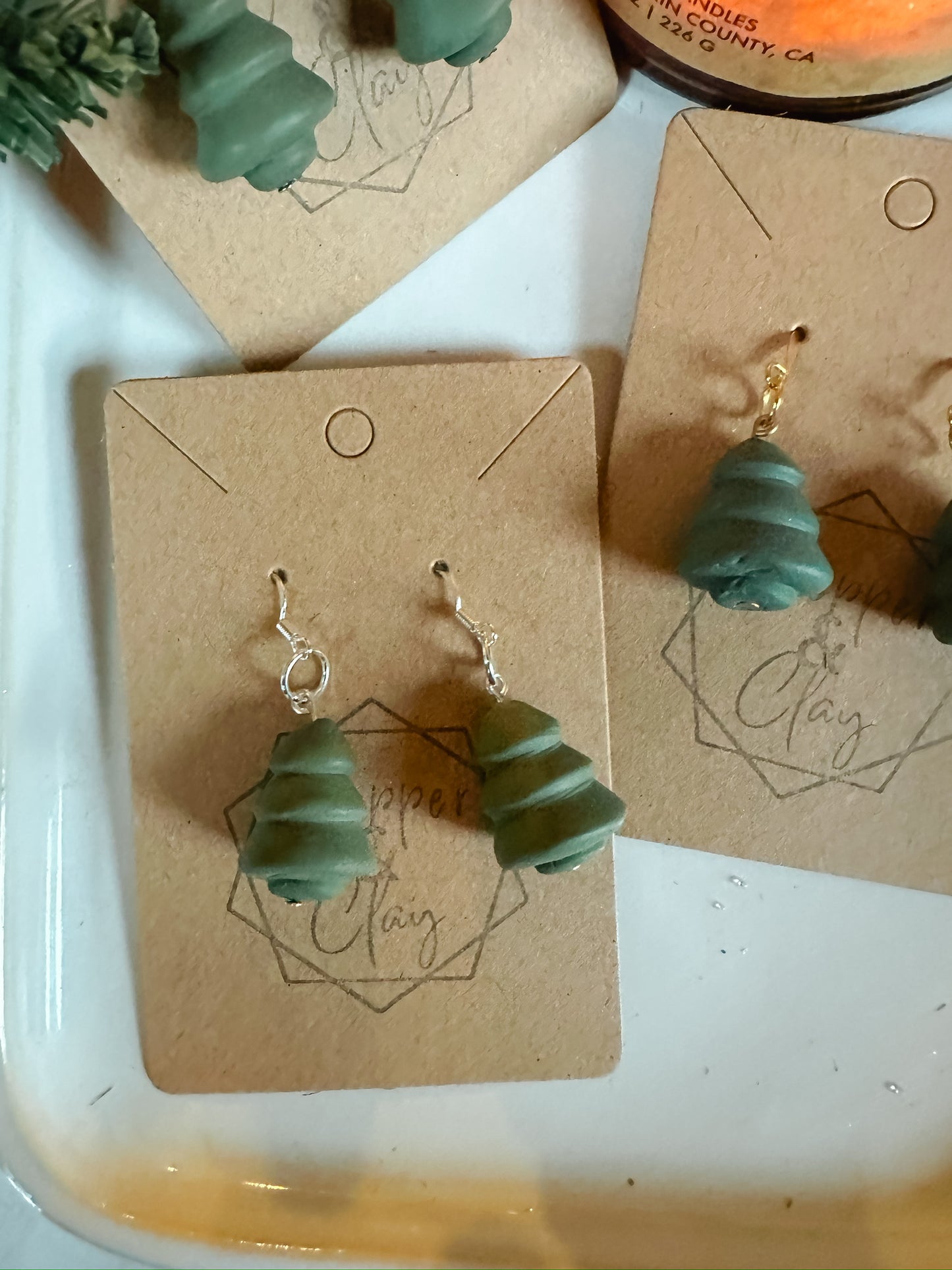 Tree Bead Drop Earring - Green