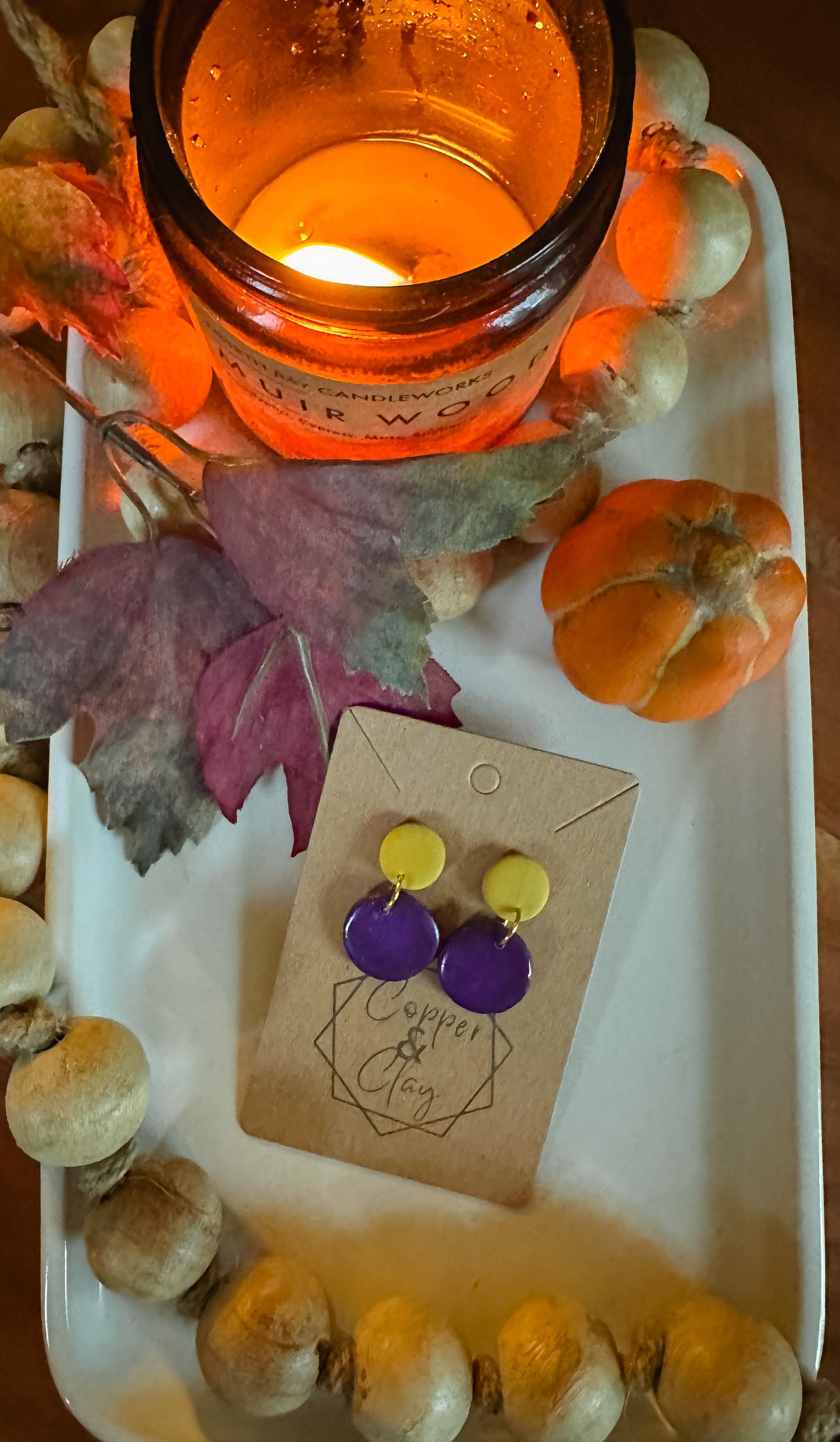 Purple and Gold Drop Earring