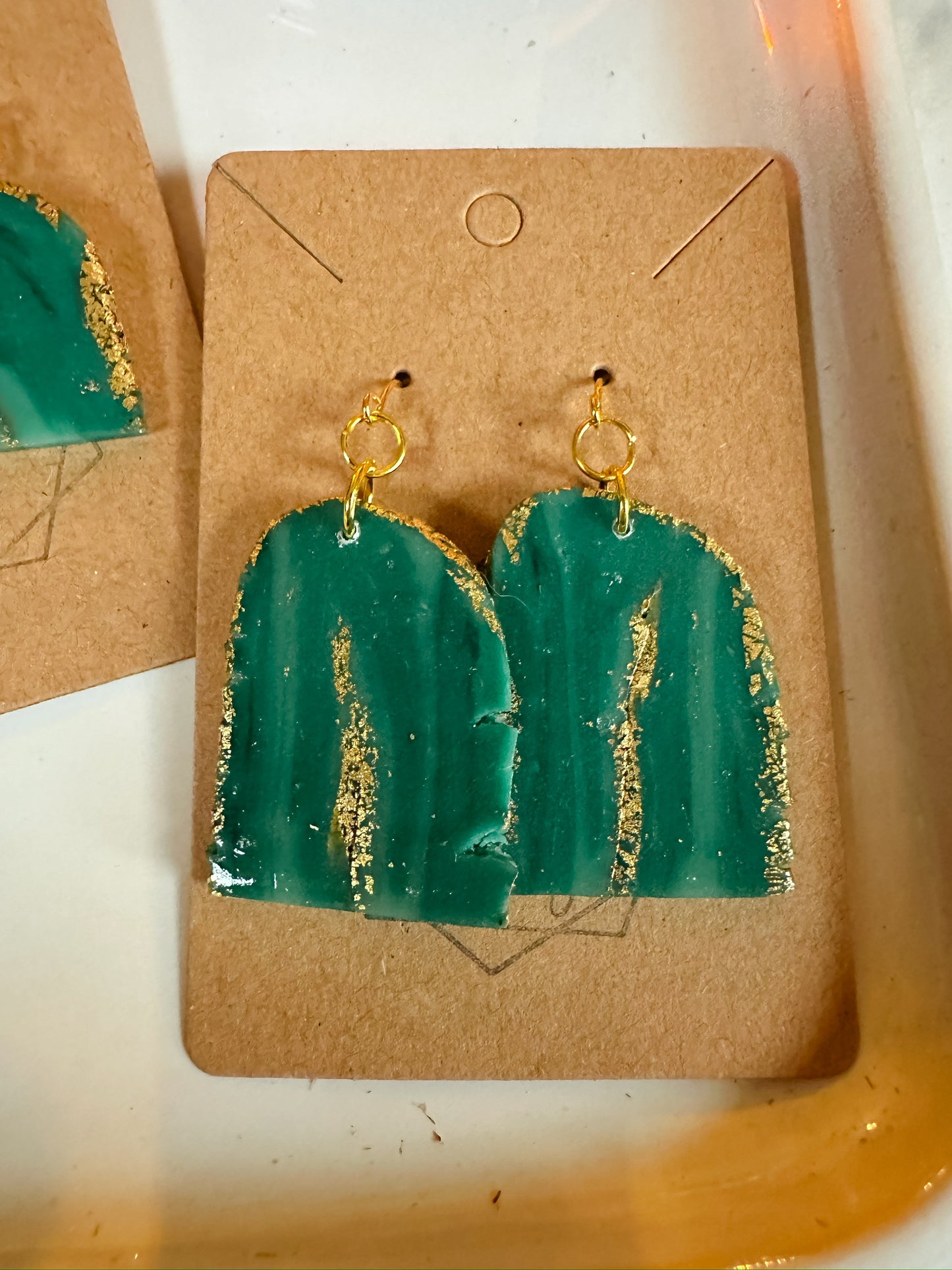 Winter Agate Slice Statement Earring - Turquoise