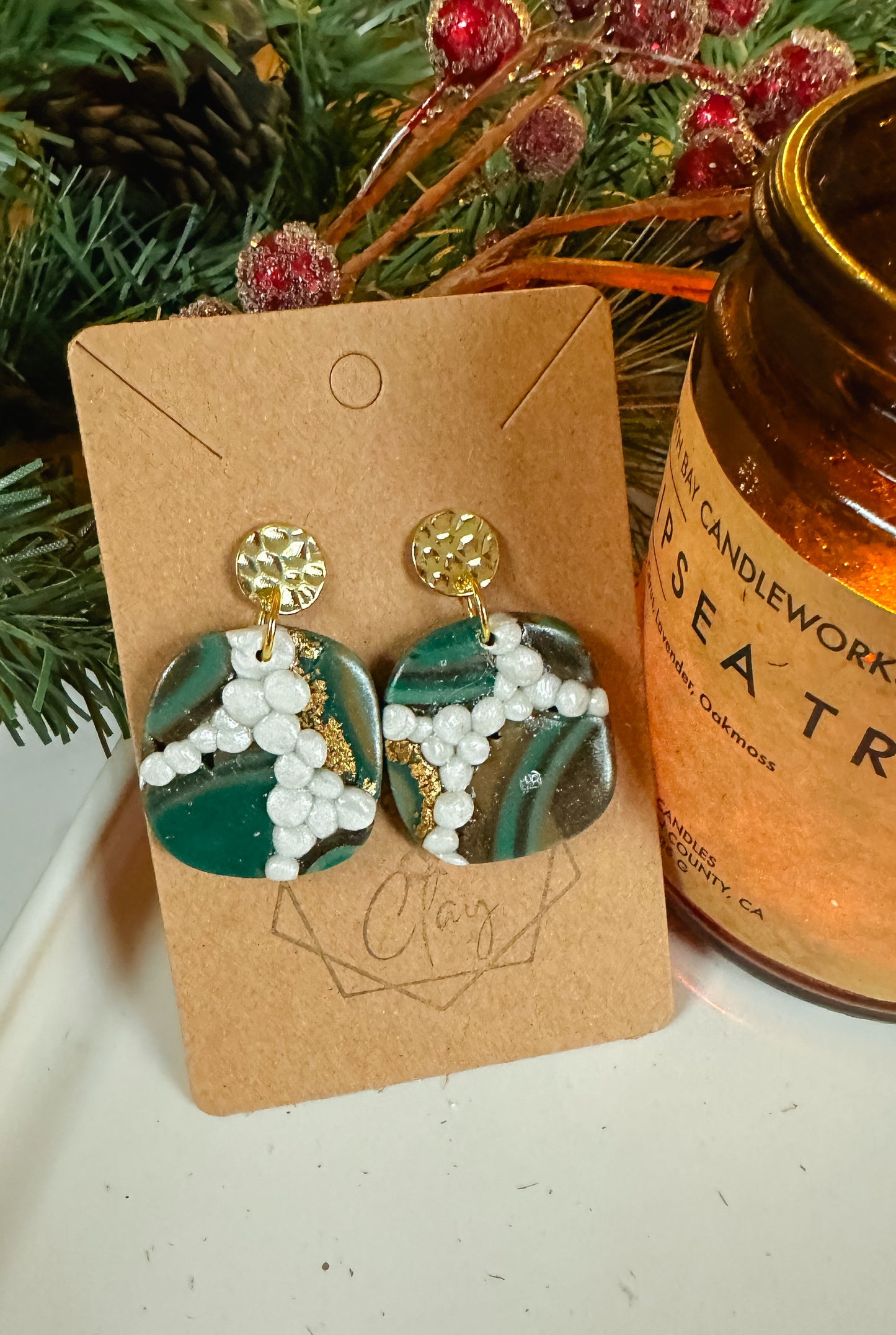 Winter Agate Erosion Square Statement Earring
