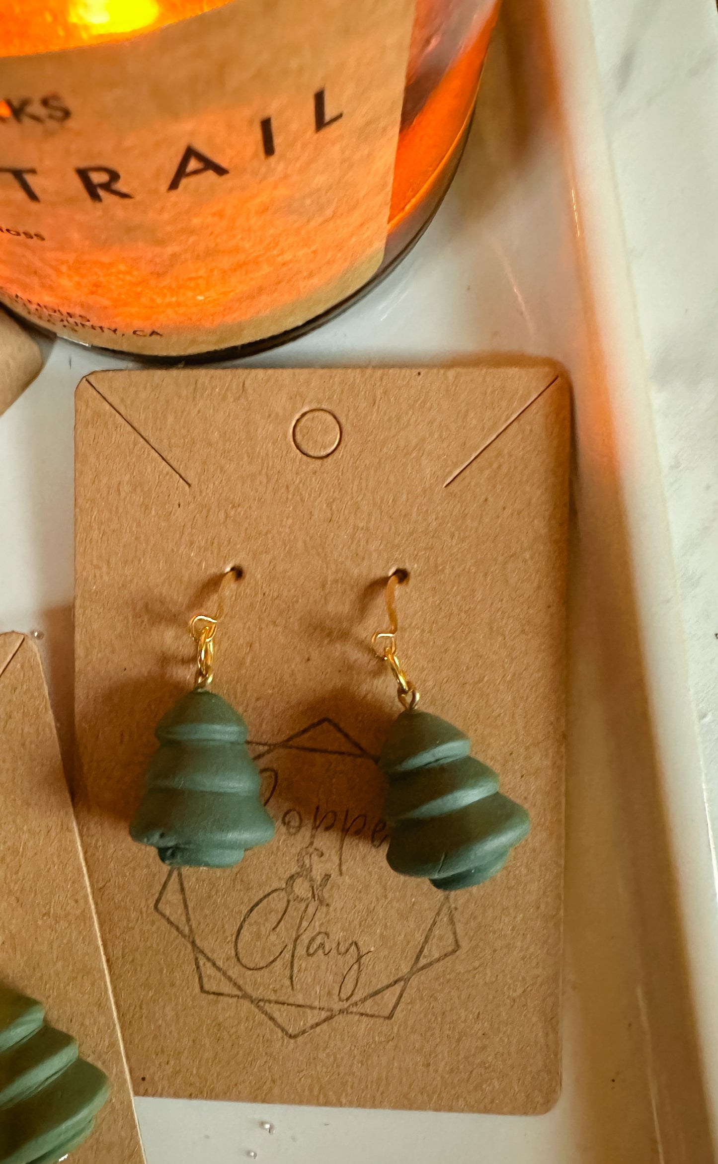 Tree Bead Drop Earring - Green