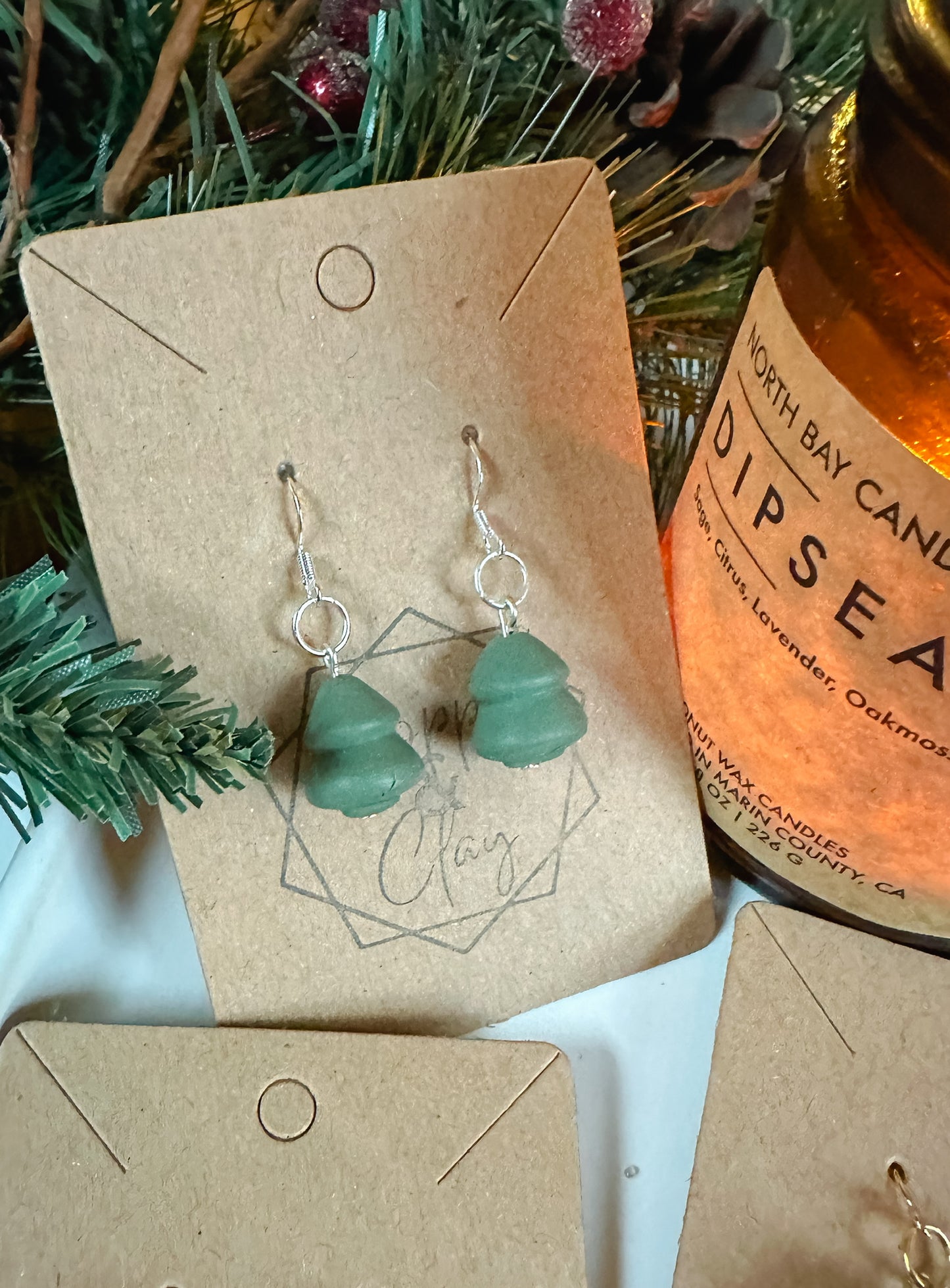 Tree Bead Drop Earring - Green