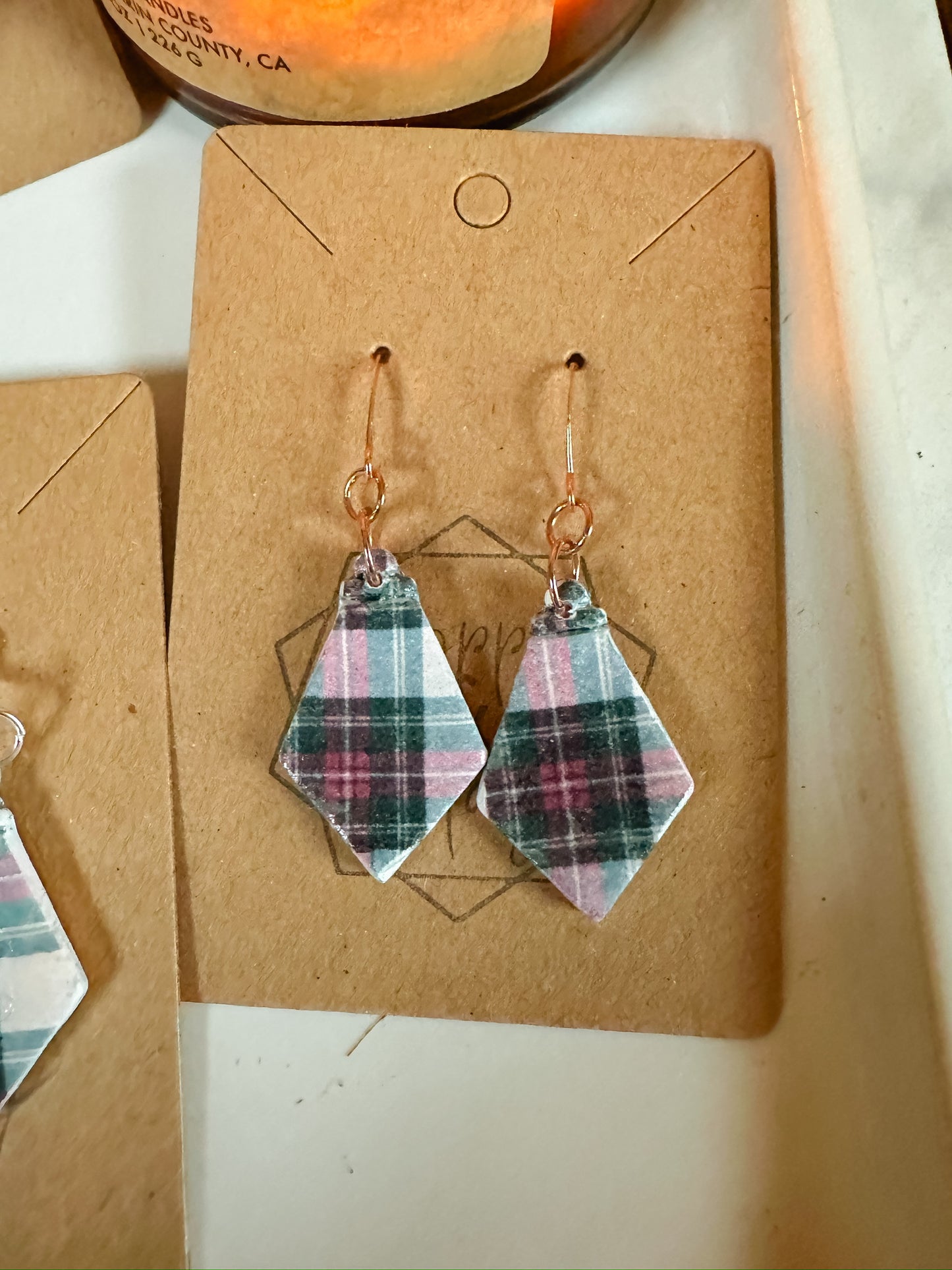 Holiday Plaid Drop Earring