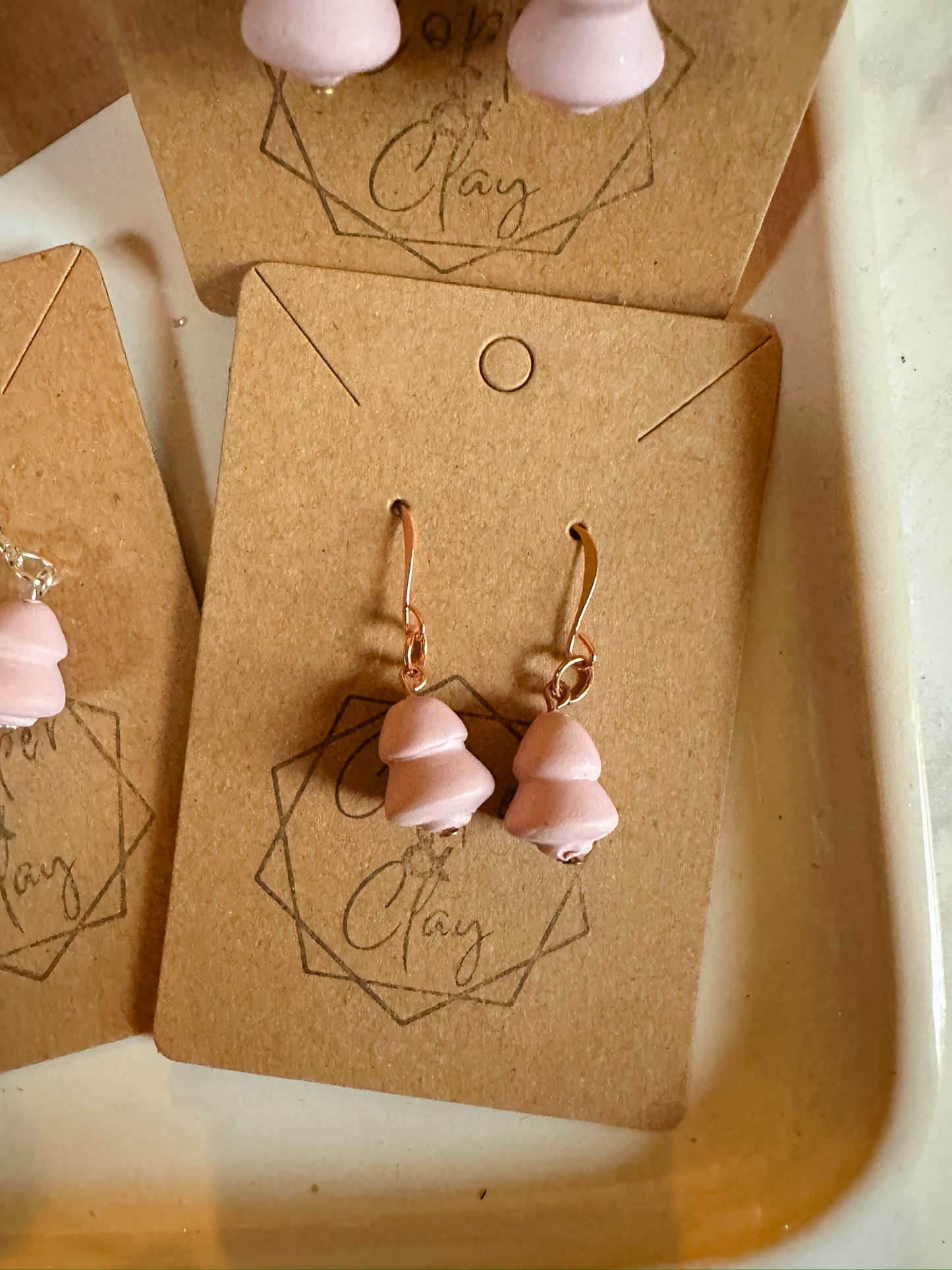 Tree Bead Drop Earring - Soft Pink