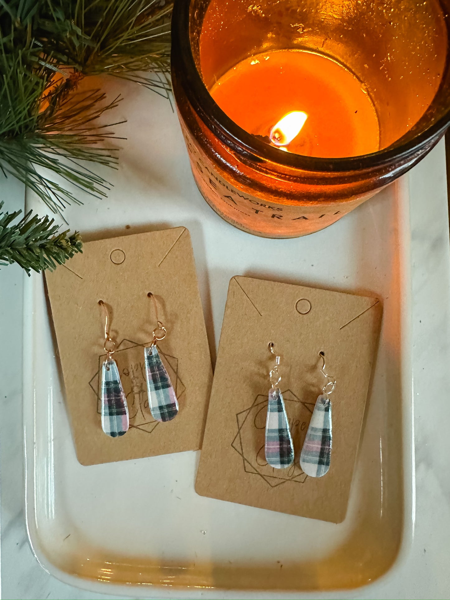 Holiday Plaid Dangle Earring