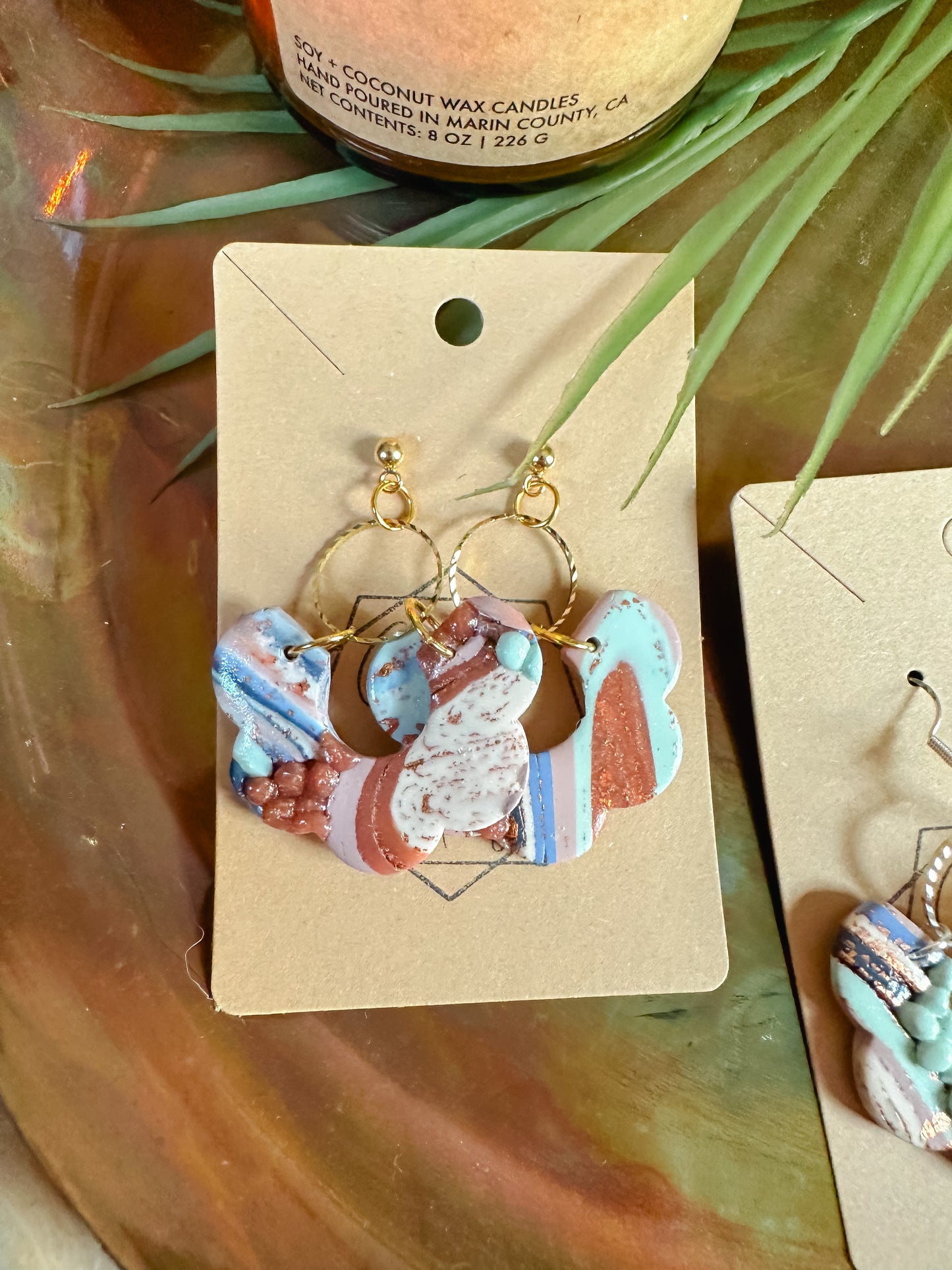 Ocean Agate Erosion Hoop Statement Earring