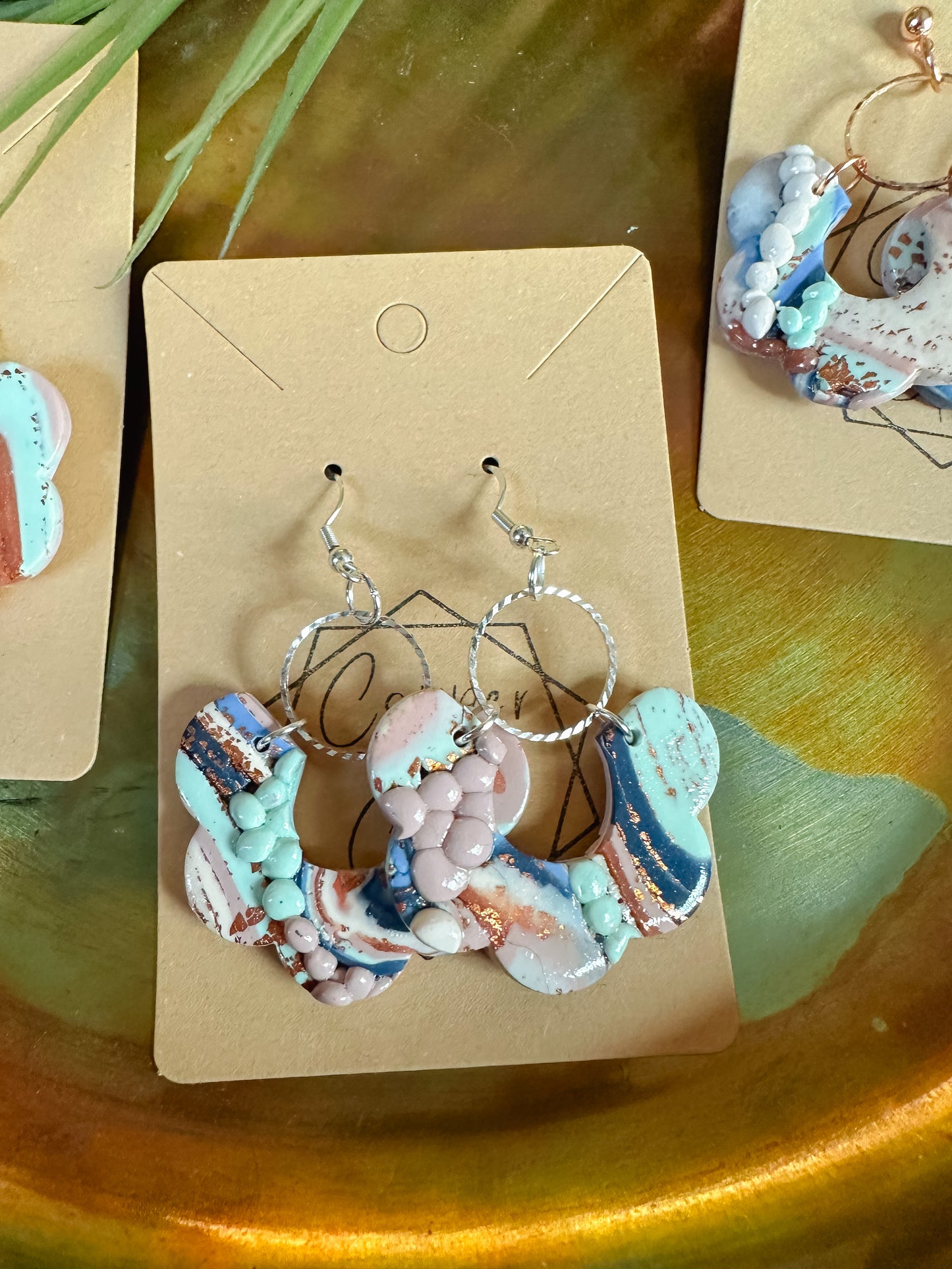 Ocean Agate Erosion Hoop Statement Earring