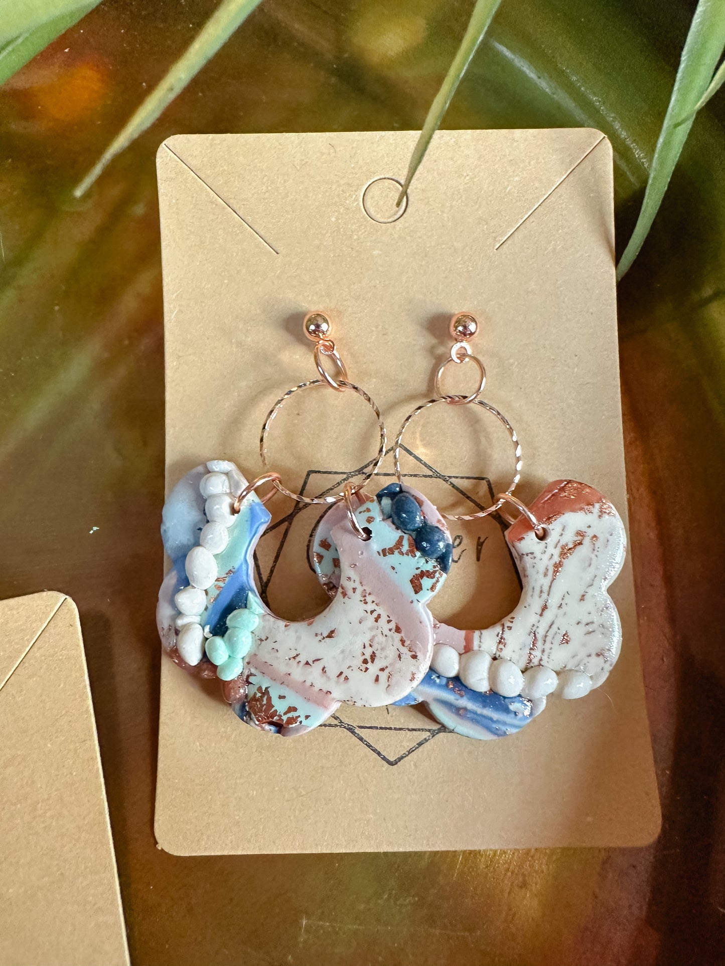Ocean Agate Erosion Hoop Statement Earring