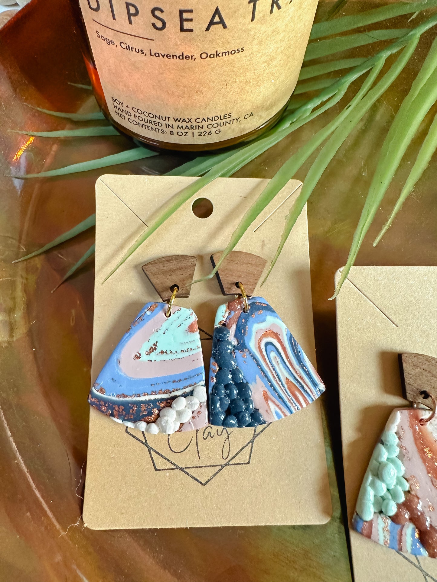 Ocean Agate Erosion Rounded Fan Earring