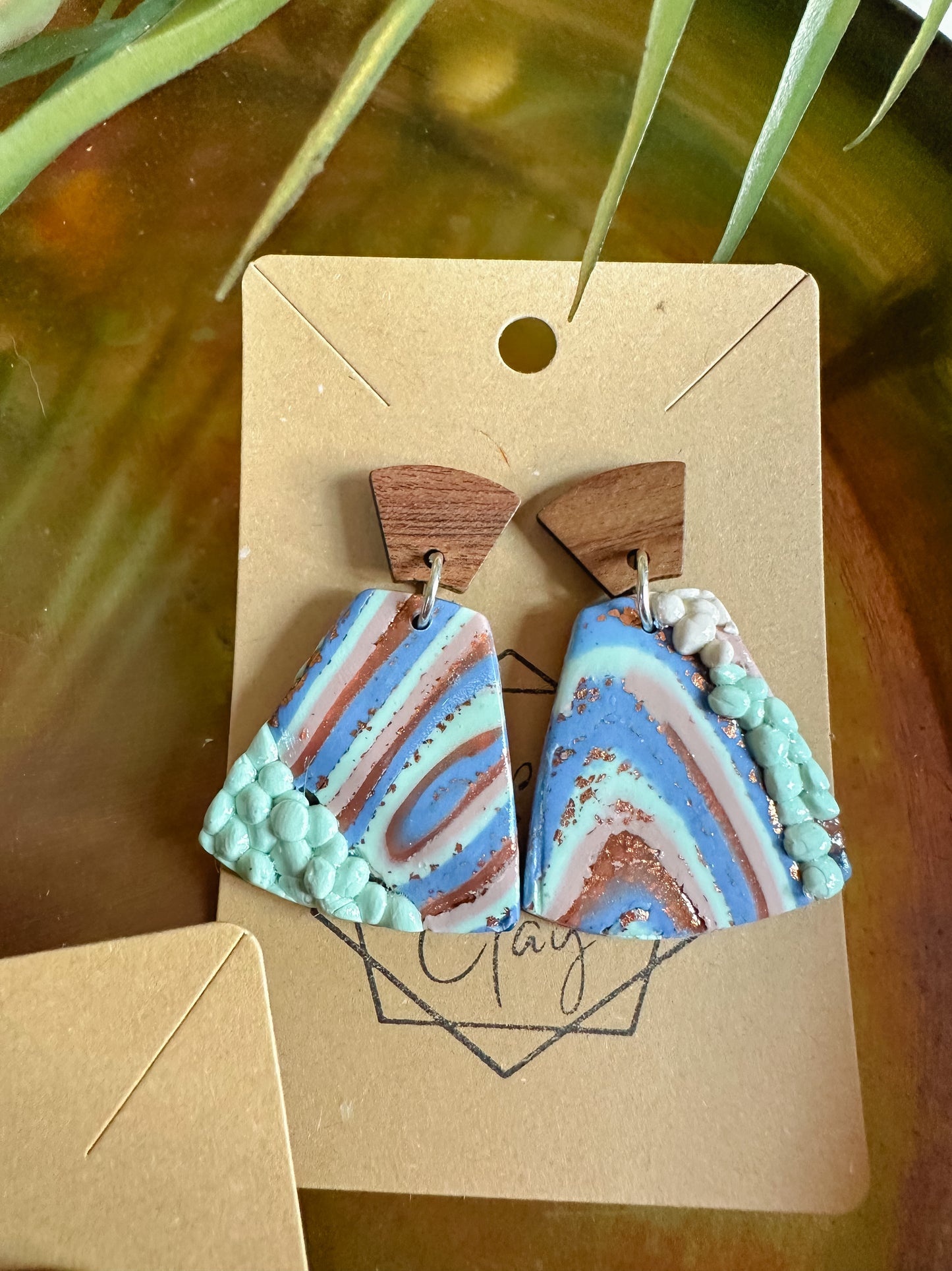 Ocean Agate Erosion Rounded Fan Earring
