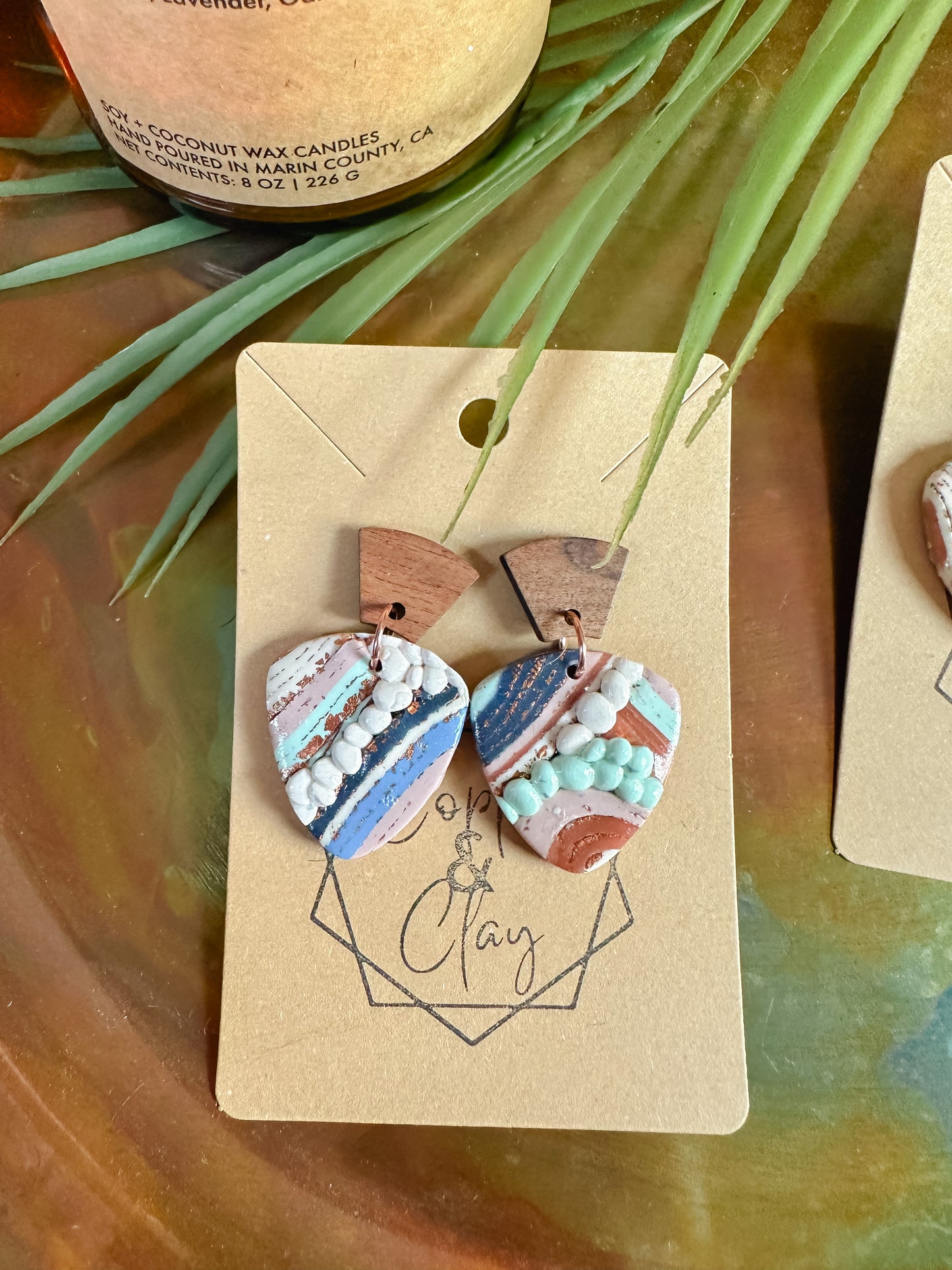 Ocean Agate Erosion Shield Drop Earring