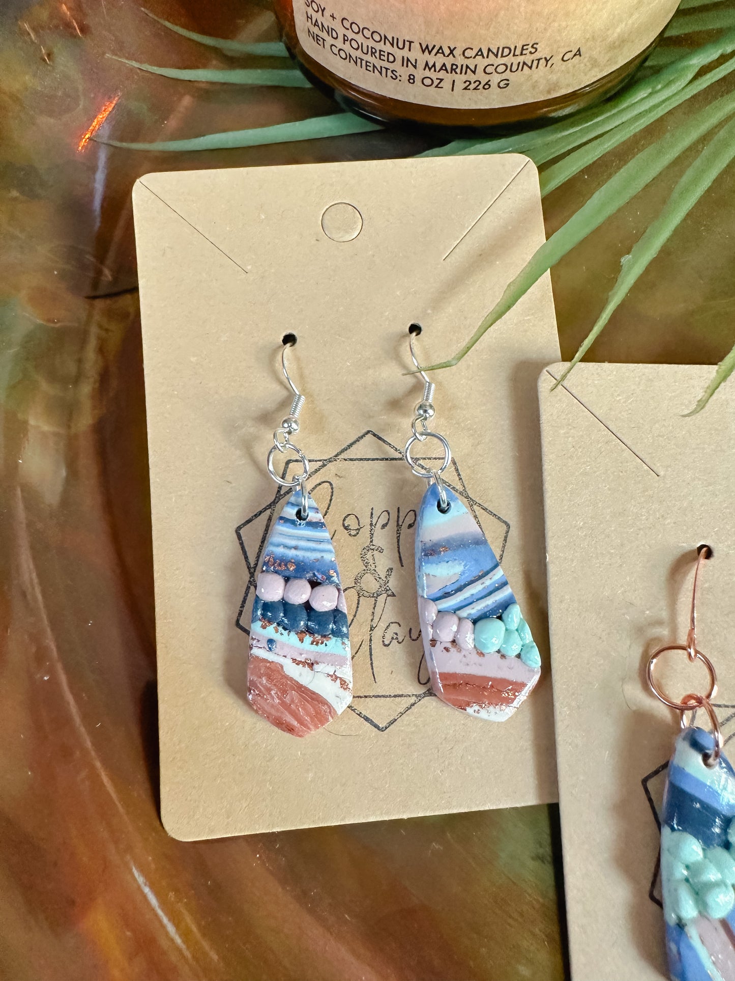 Ocean Agate Erosion Dangle Earring