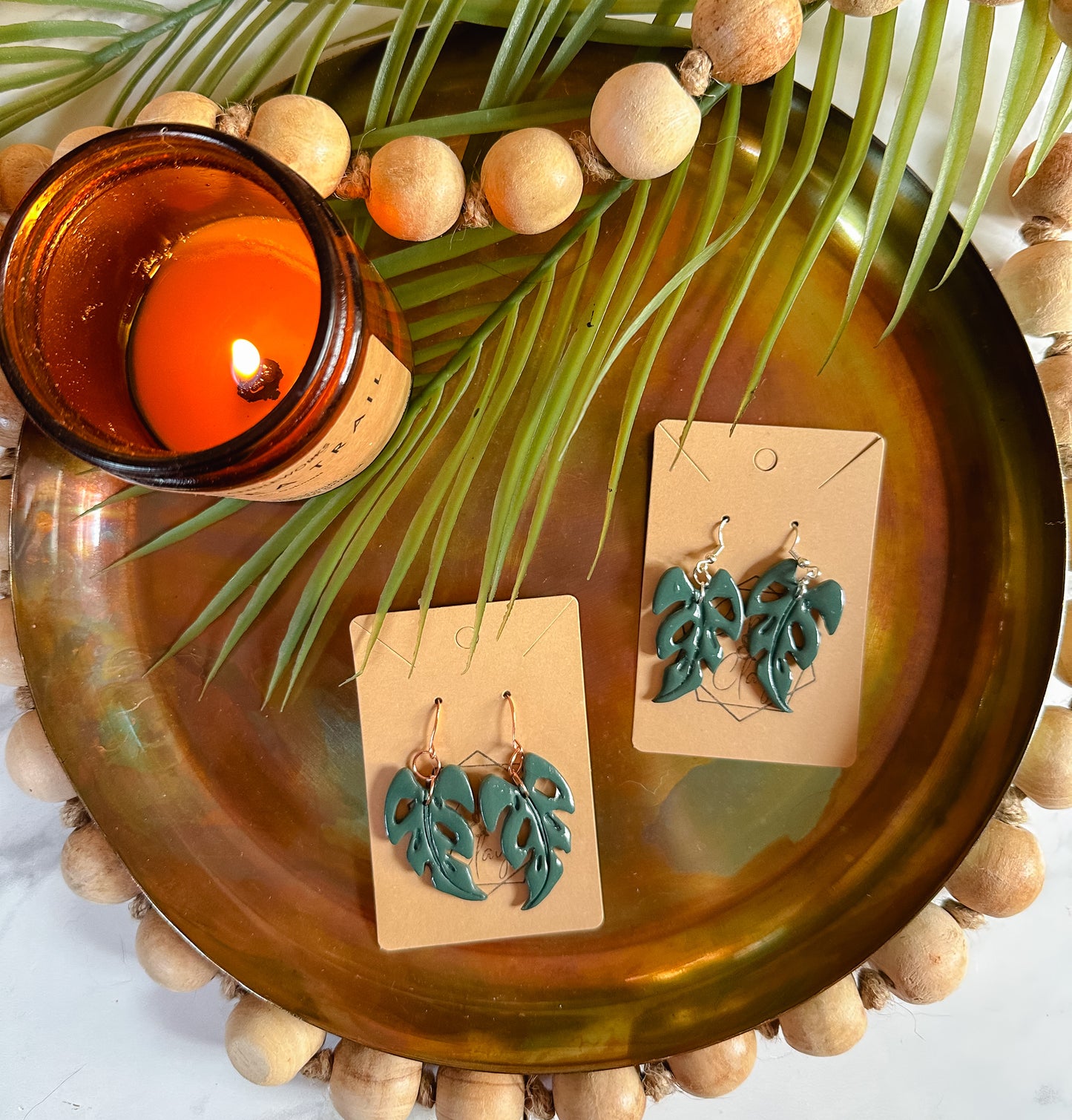 Medium Monstera Statement Earring