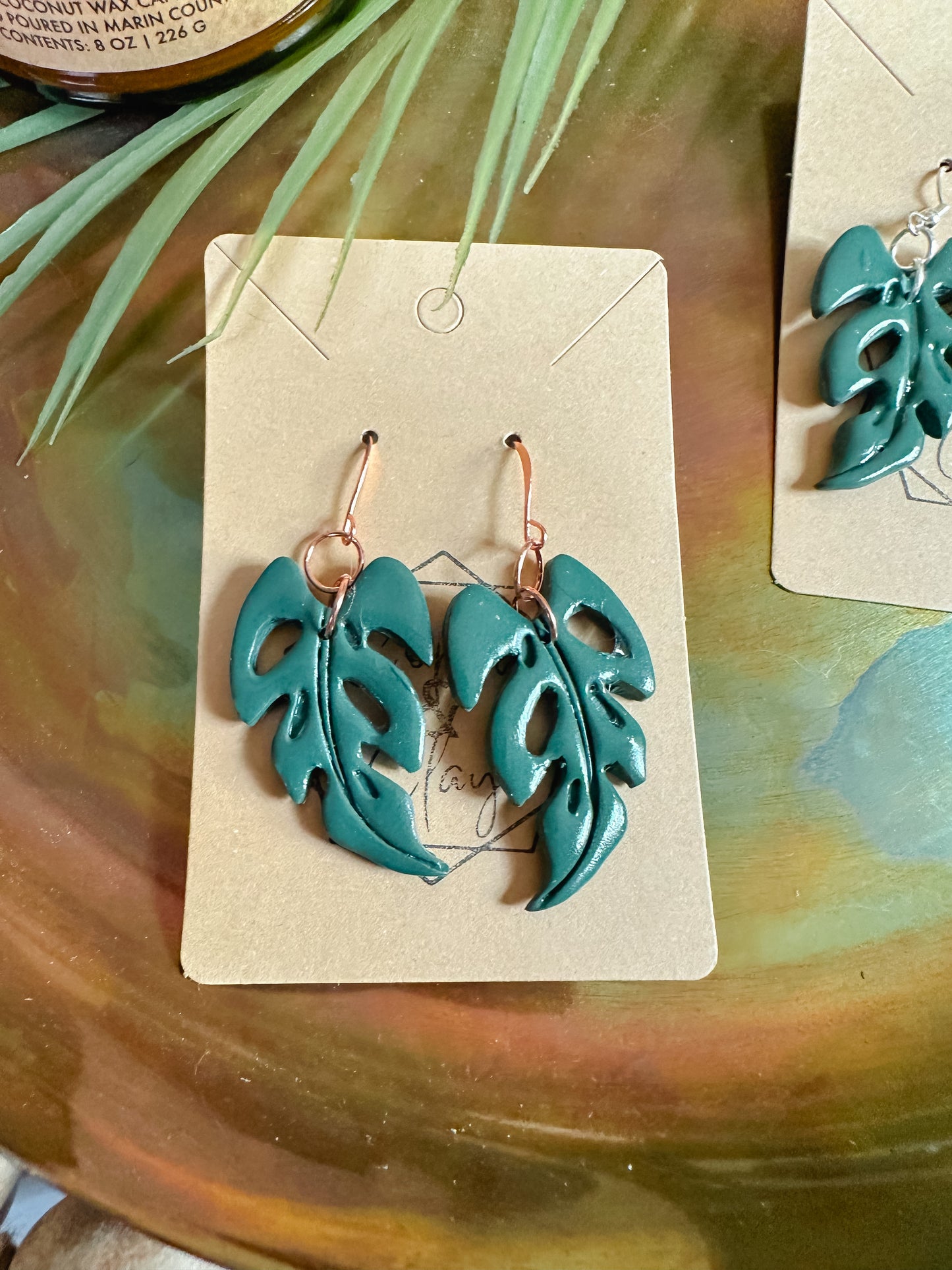 Medium Monstera Statement Earring