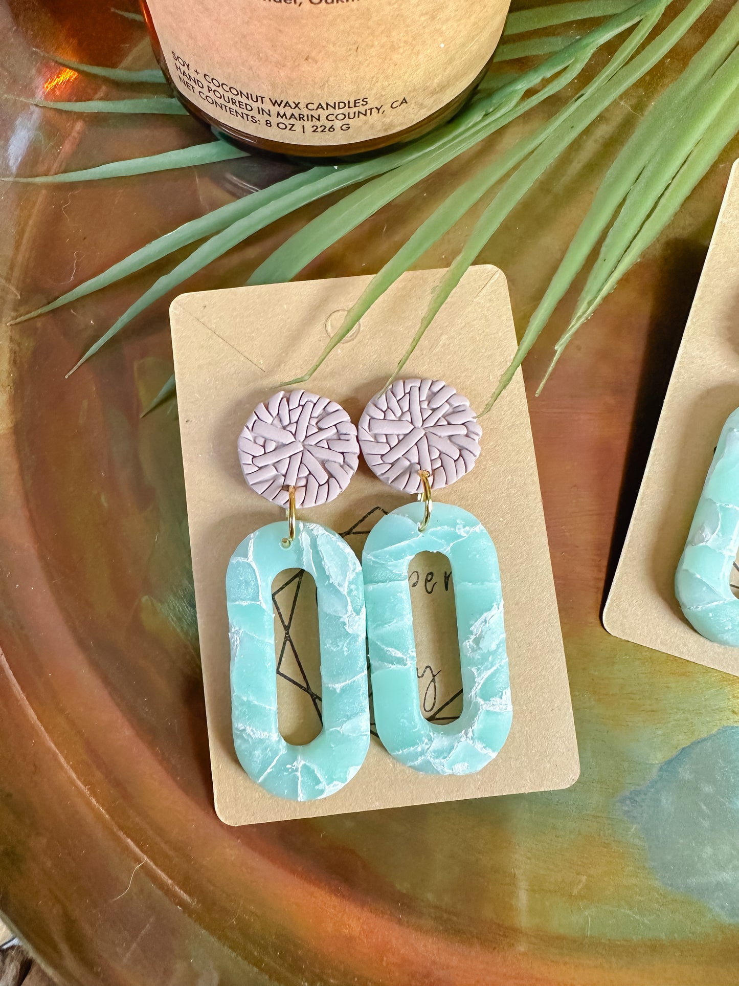 Rattan Quartz Oval Statement Earring