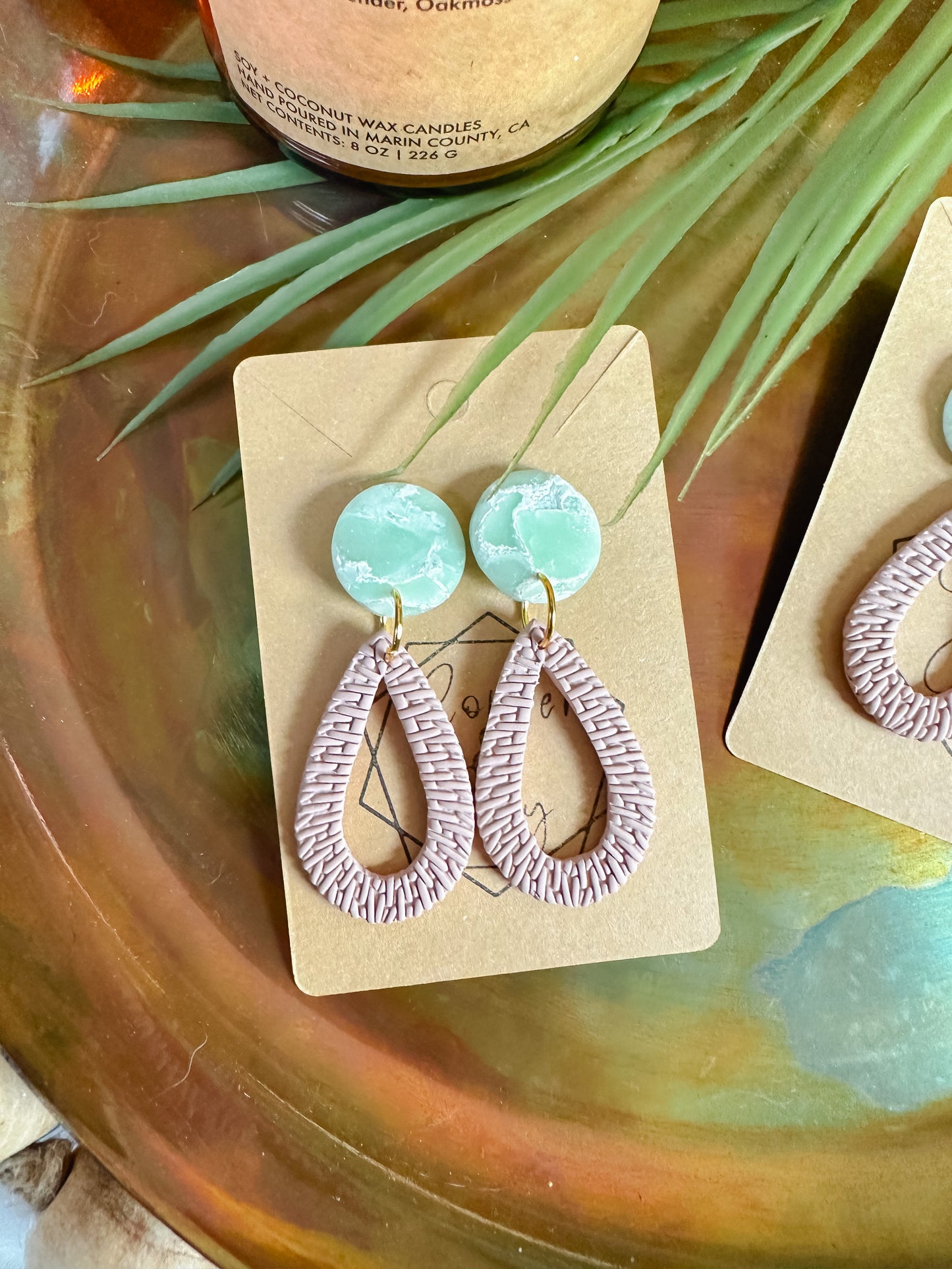 Rattan Quartz Teardrop Statement Earring