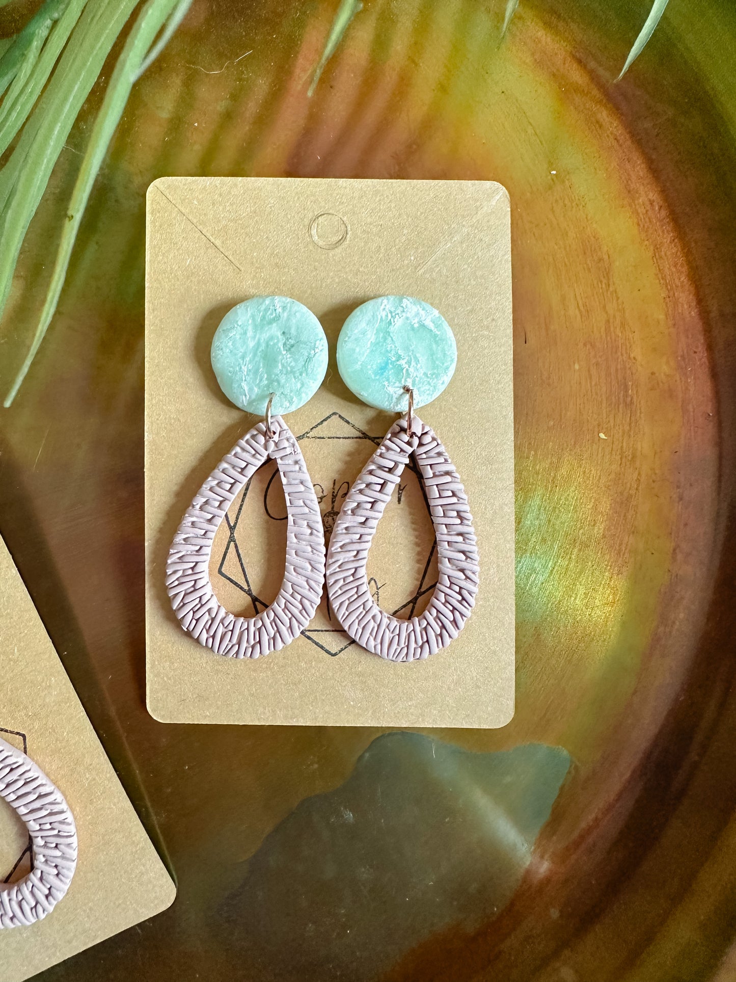 Rattan Quartz Teardrop Statement Earring