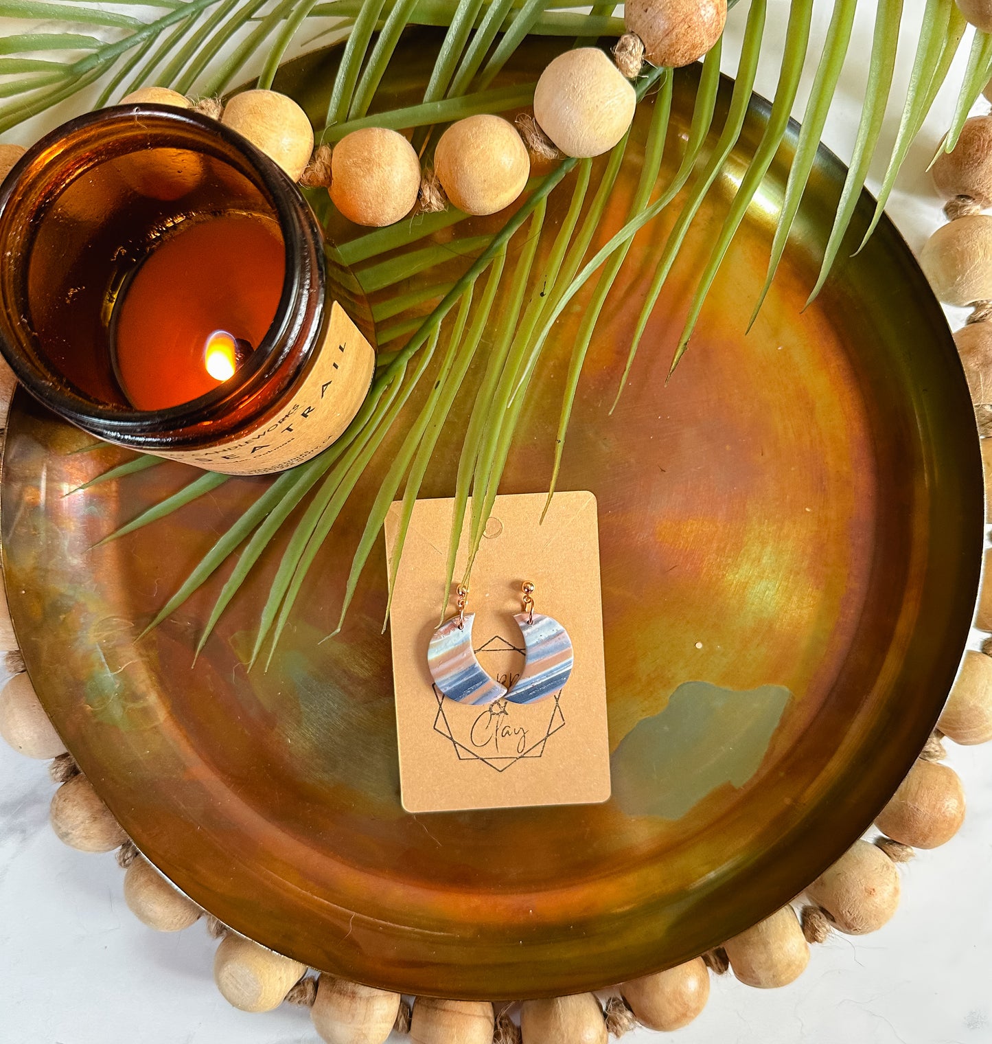 Beach Stripe Moon Drop Earring