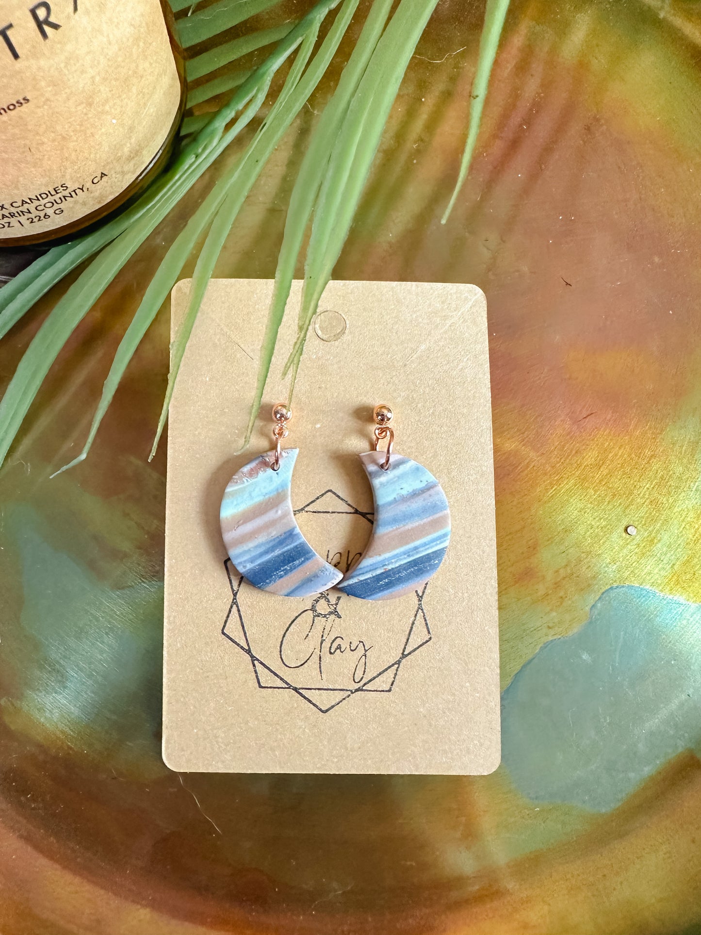 Beach Stripe Moon Drop Earring