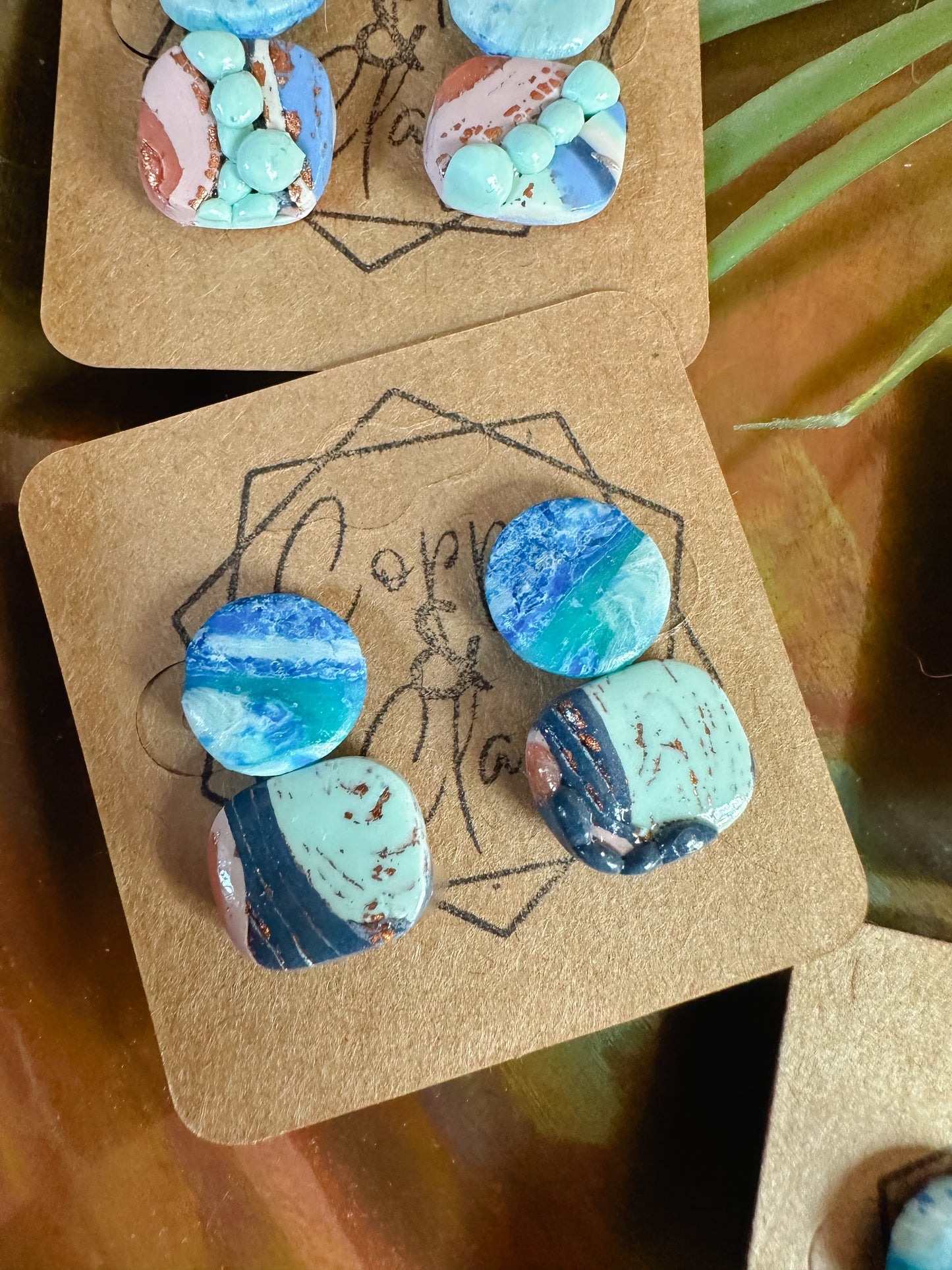 Ocean Agate and Ocean Tide Small Stud 2 Pack