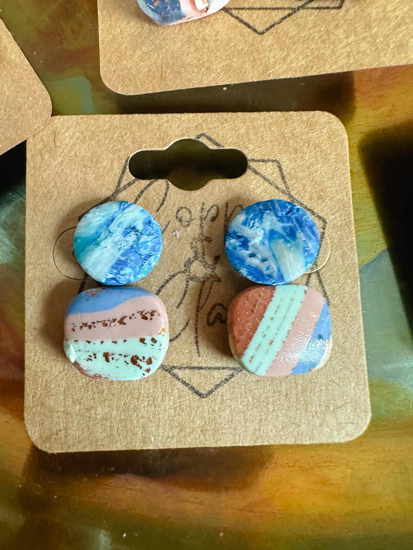 Ocean Agate and Ocean Tide Small Stud 2 Pack