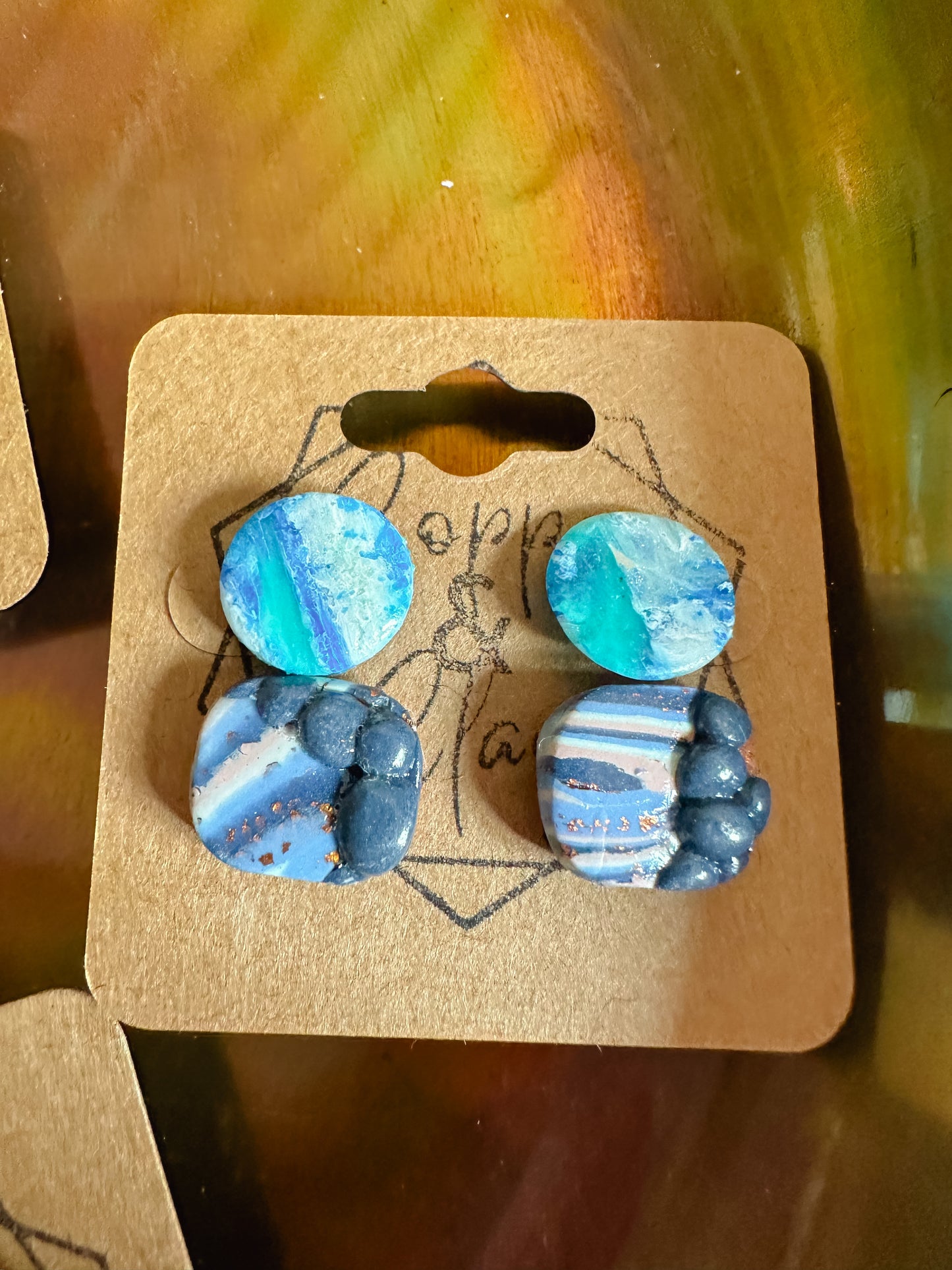 Ocean Agate and Ocean Tide Small Stud 2 Pack