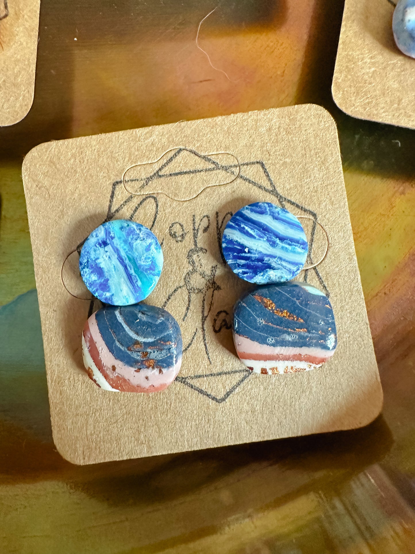 Ocean Agate and Ocean Tide Small Stud 2 Pack