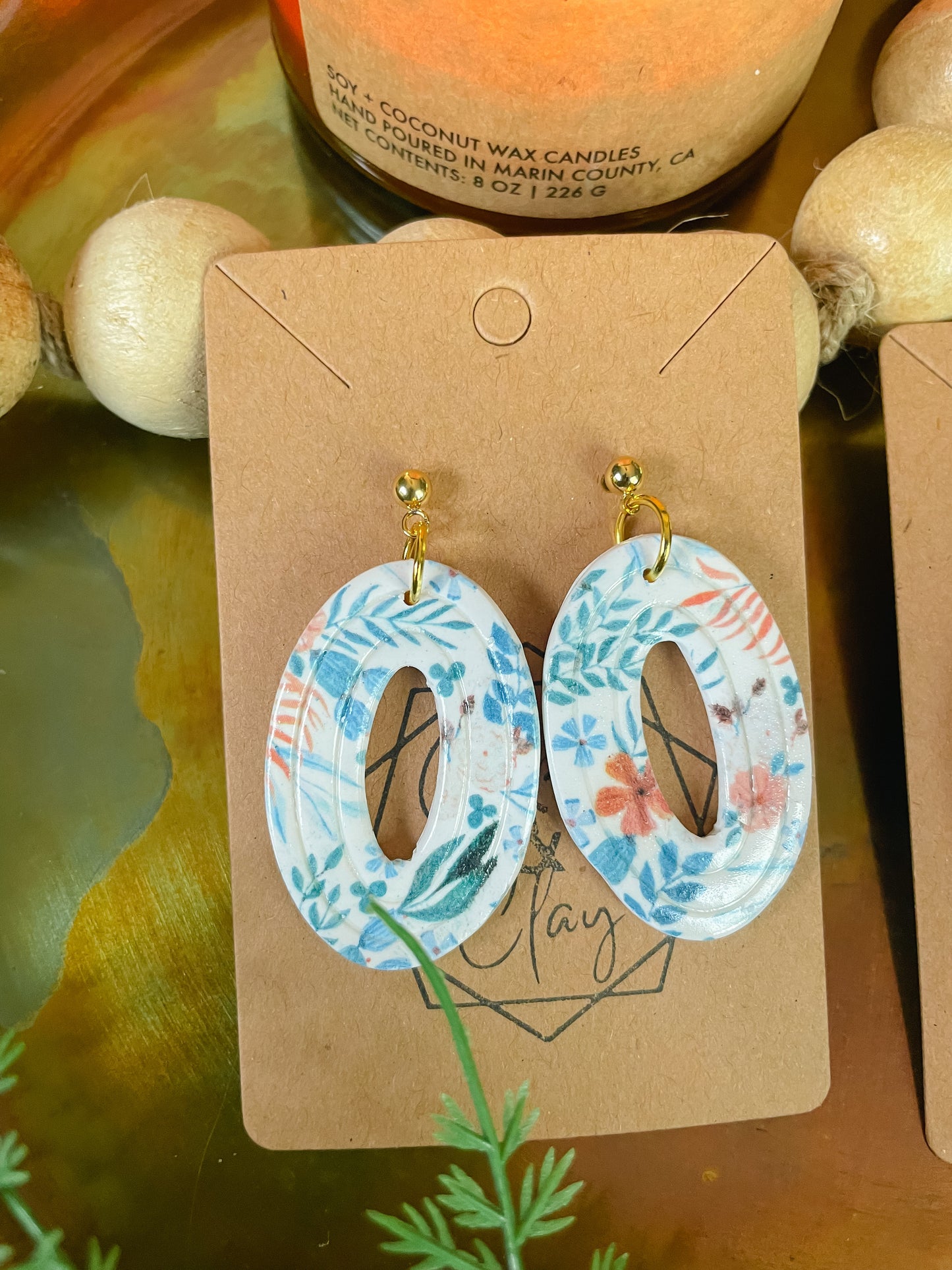 Floral Oval Statement Earring