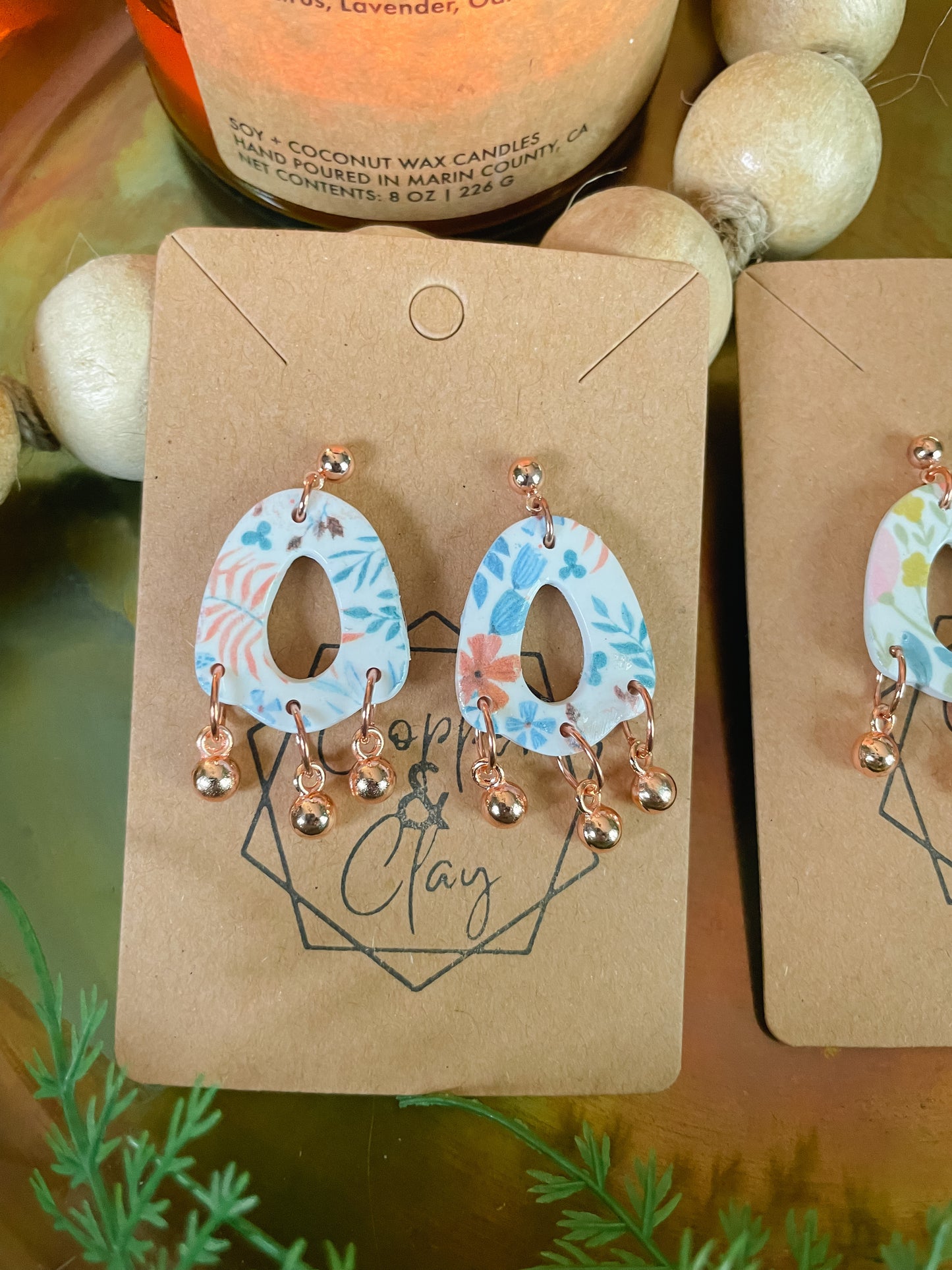 Rose Gold Floral Drop Earring