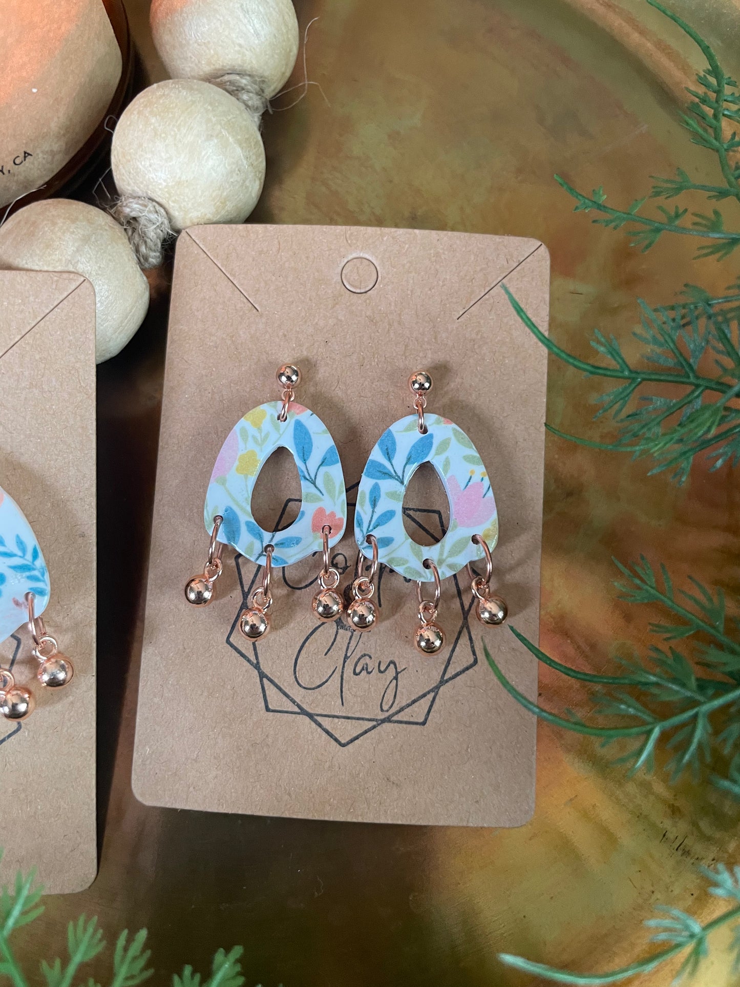 Rose Gold Floral Drop Earring
