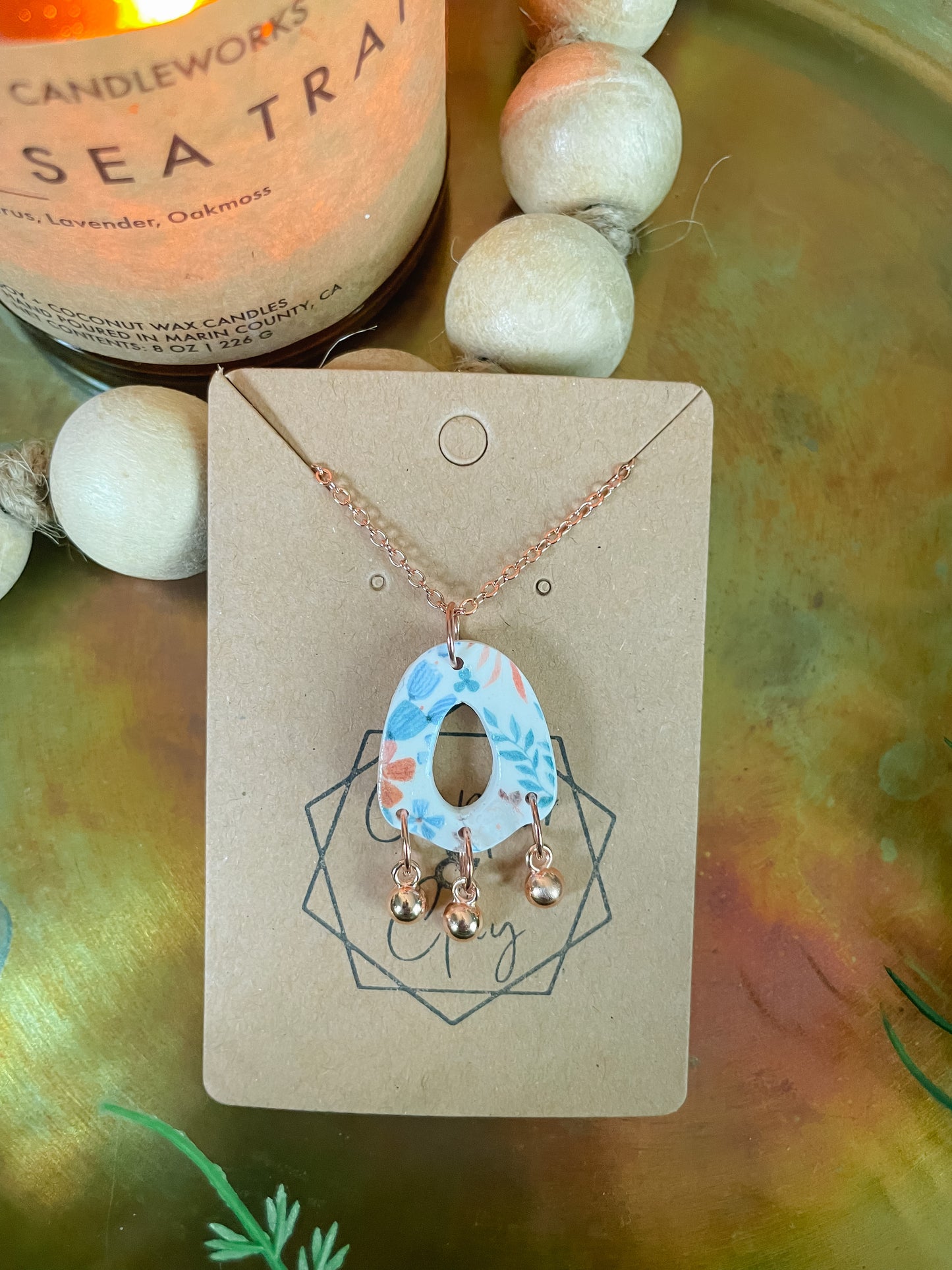 Rose Gold Floral Drop Necklace