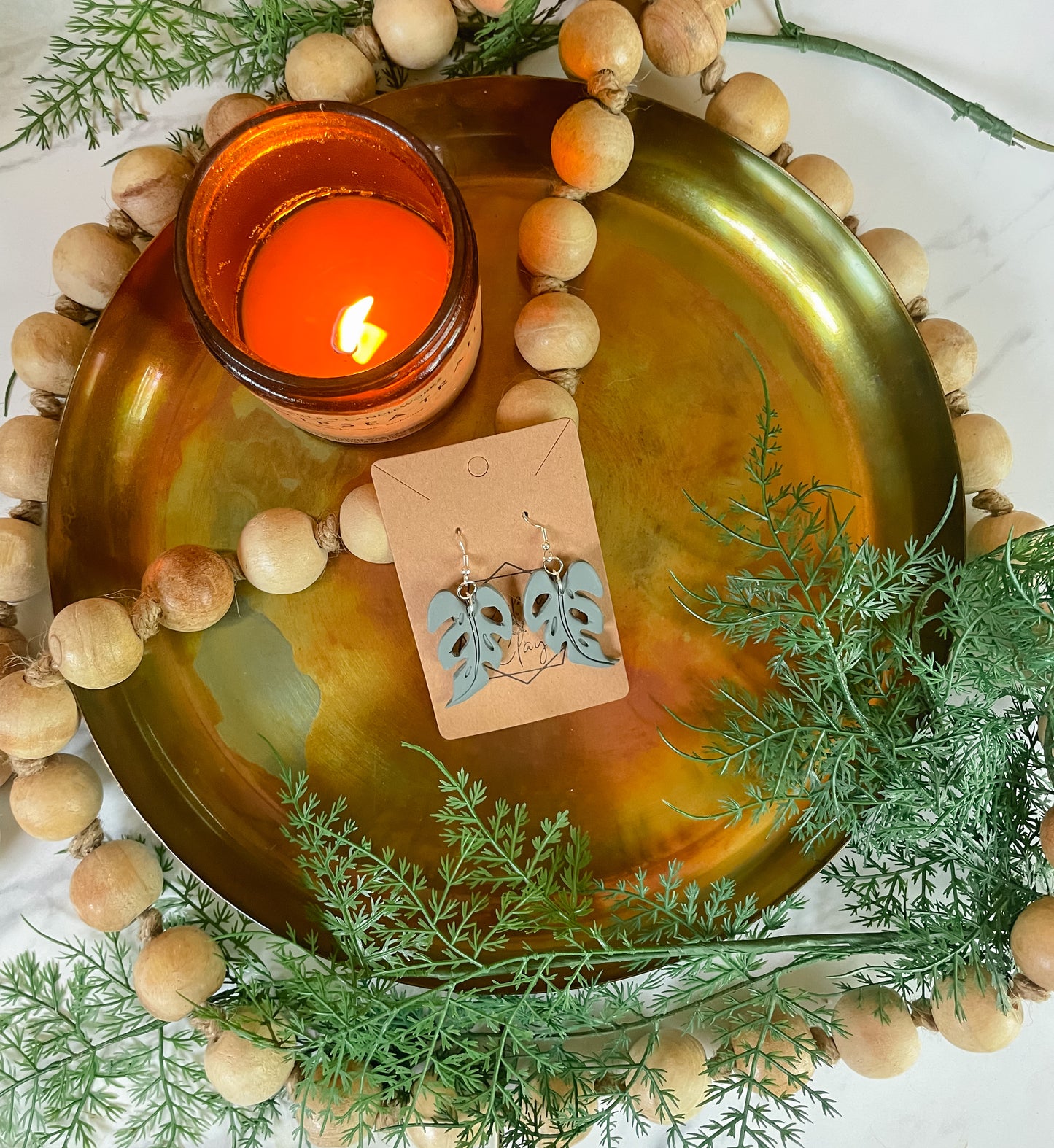 Medium Monstera Statement Earring