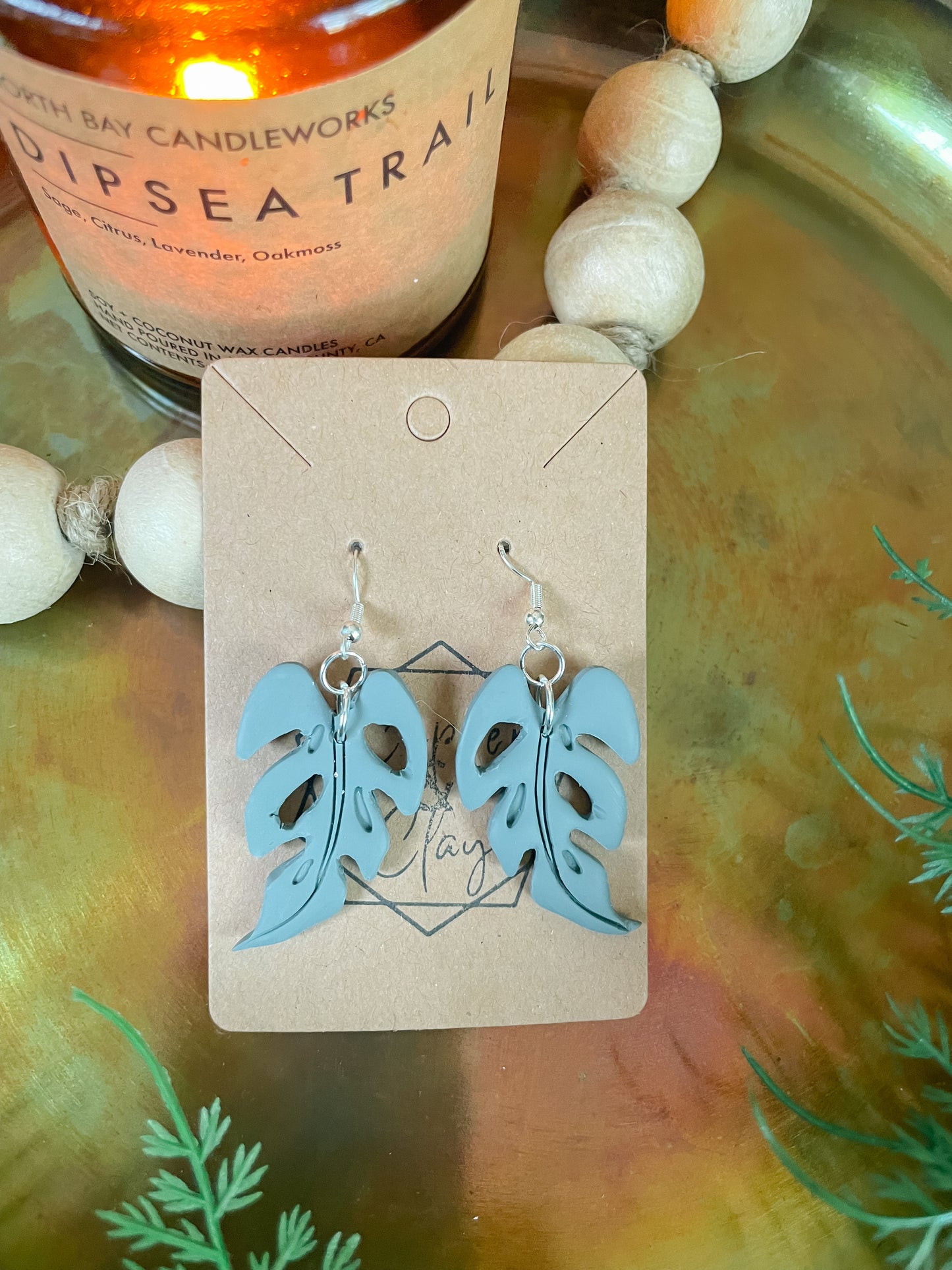 Medium Monstera Statement Earring
