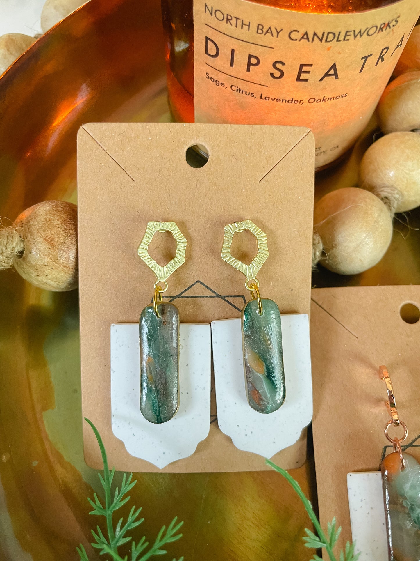 Faux Stone and Granite Statement Earring