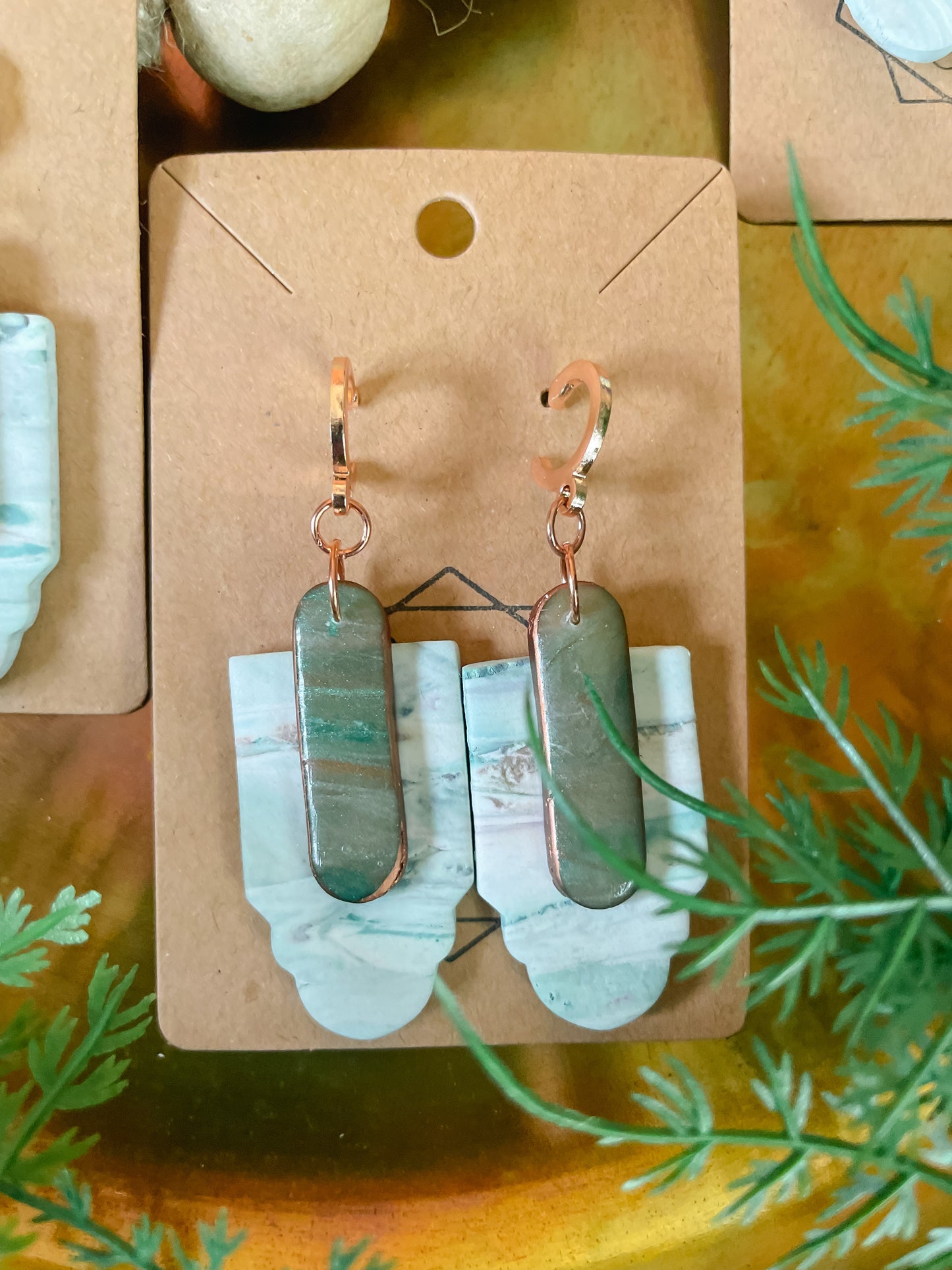 Faux Stone and Marble Statement Earring