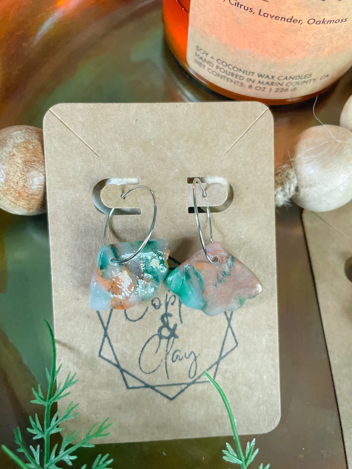 Scalloped Faux Stone Hoops