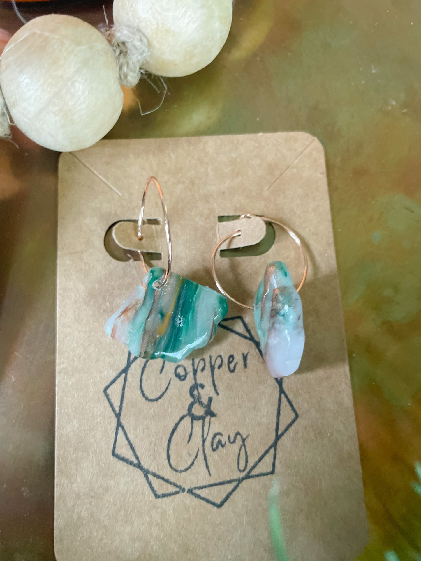 Scalloped Faux Stone Hoops