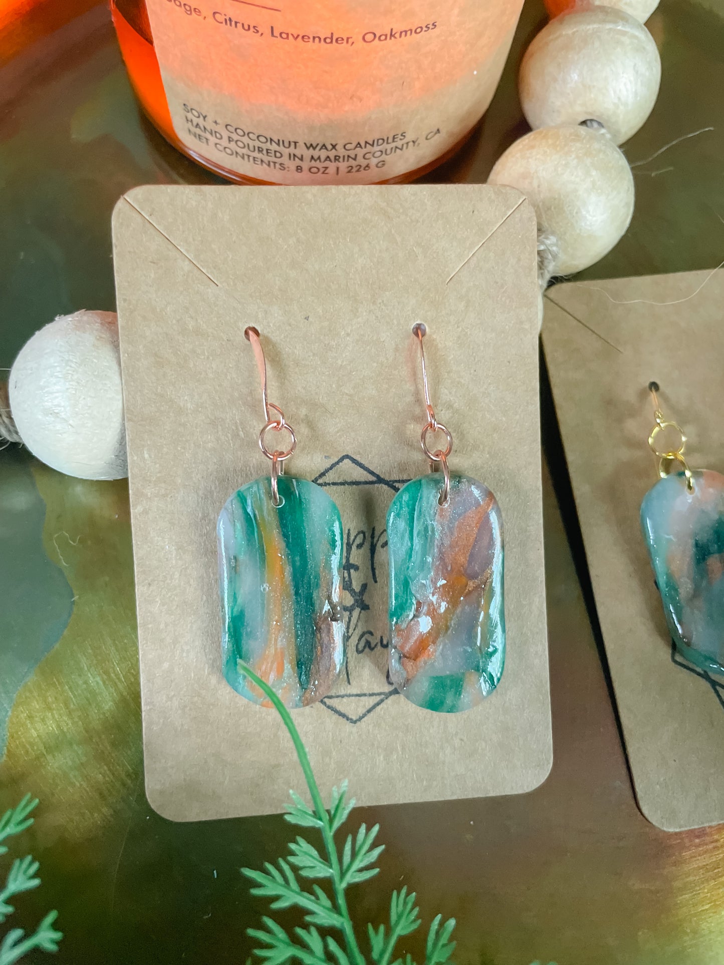 Faux Stone Oval Drop Earring