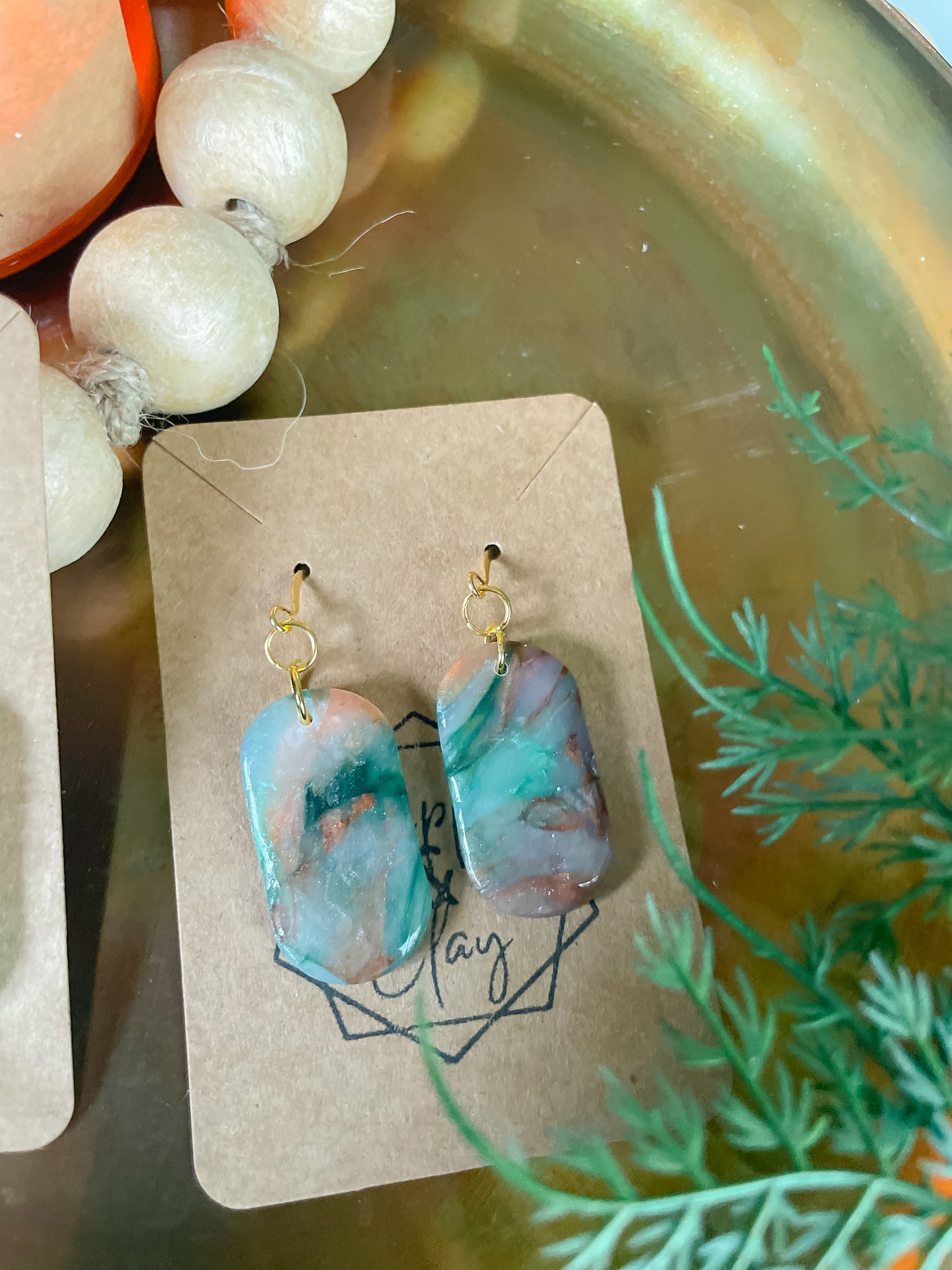 Faux Stone Oval Drop Earring