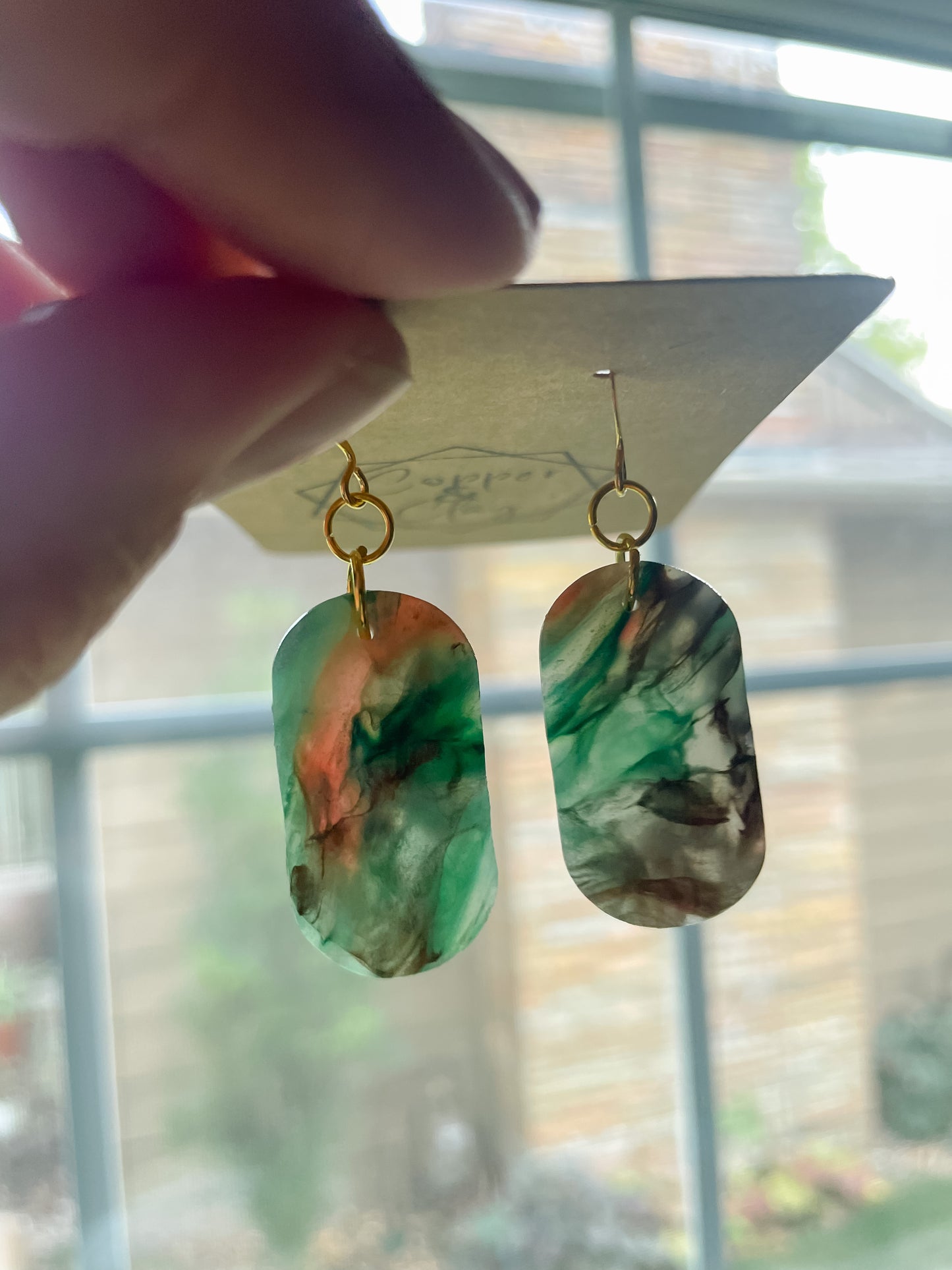 Faux Stone Oval Drop Earring