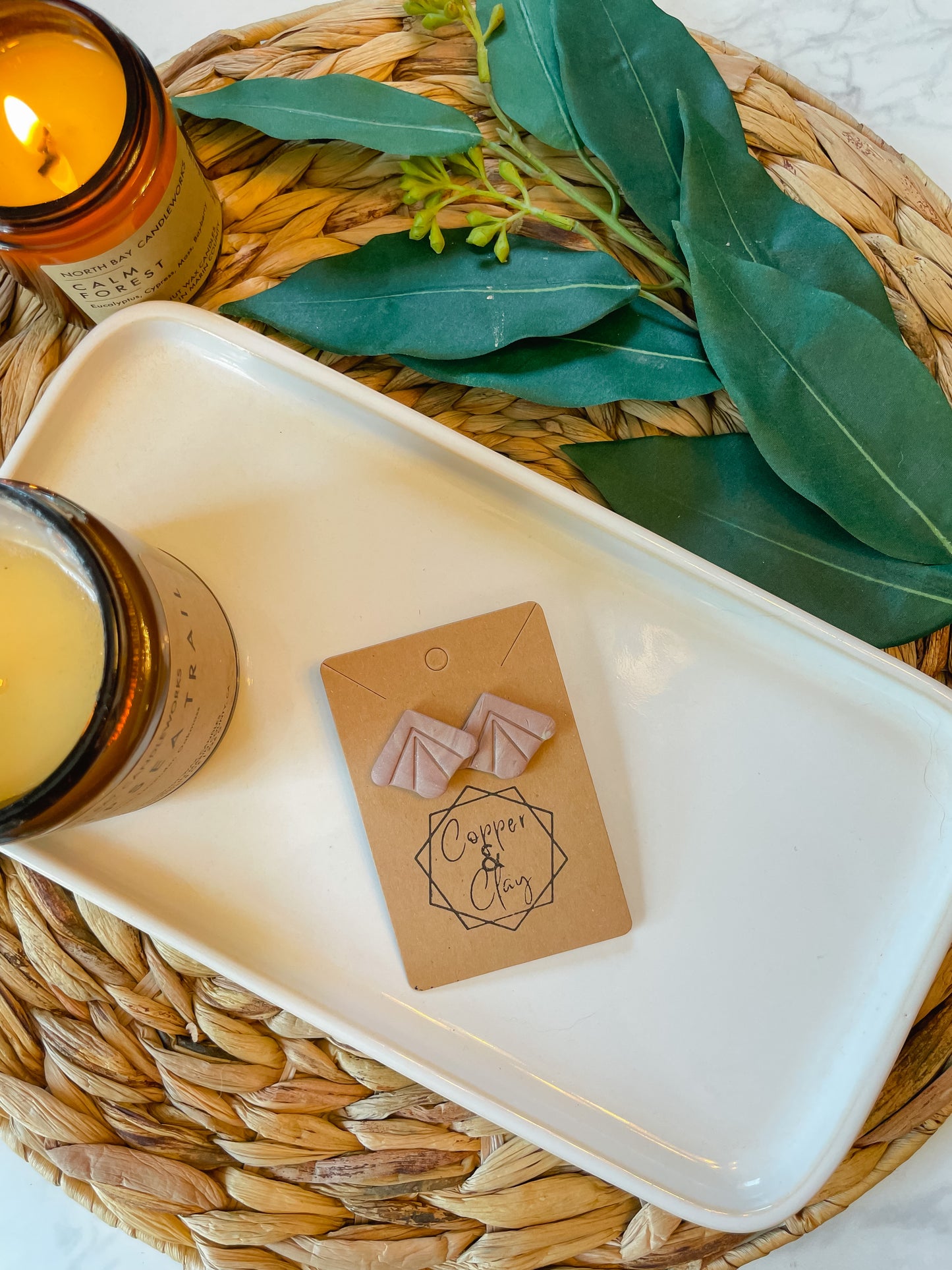 Shale Embossed Fan Stud