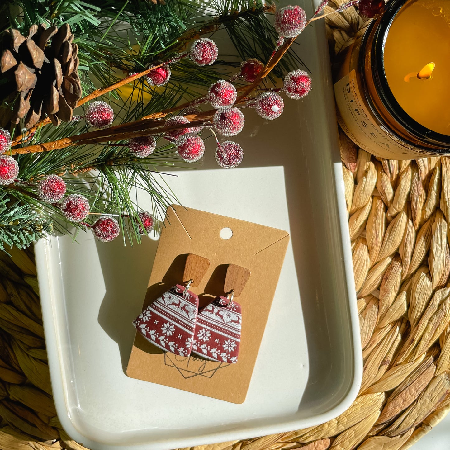 Reindeer Fairisle Statement Earring