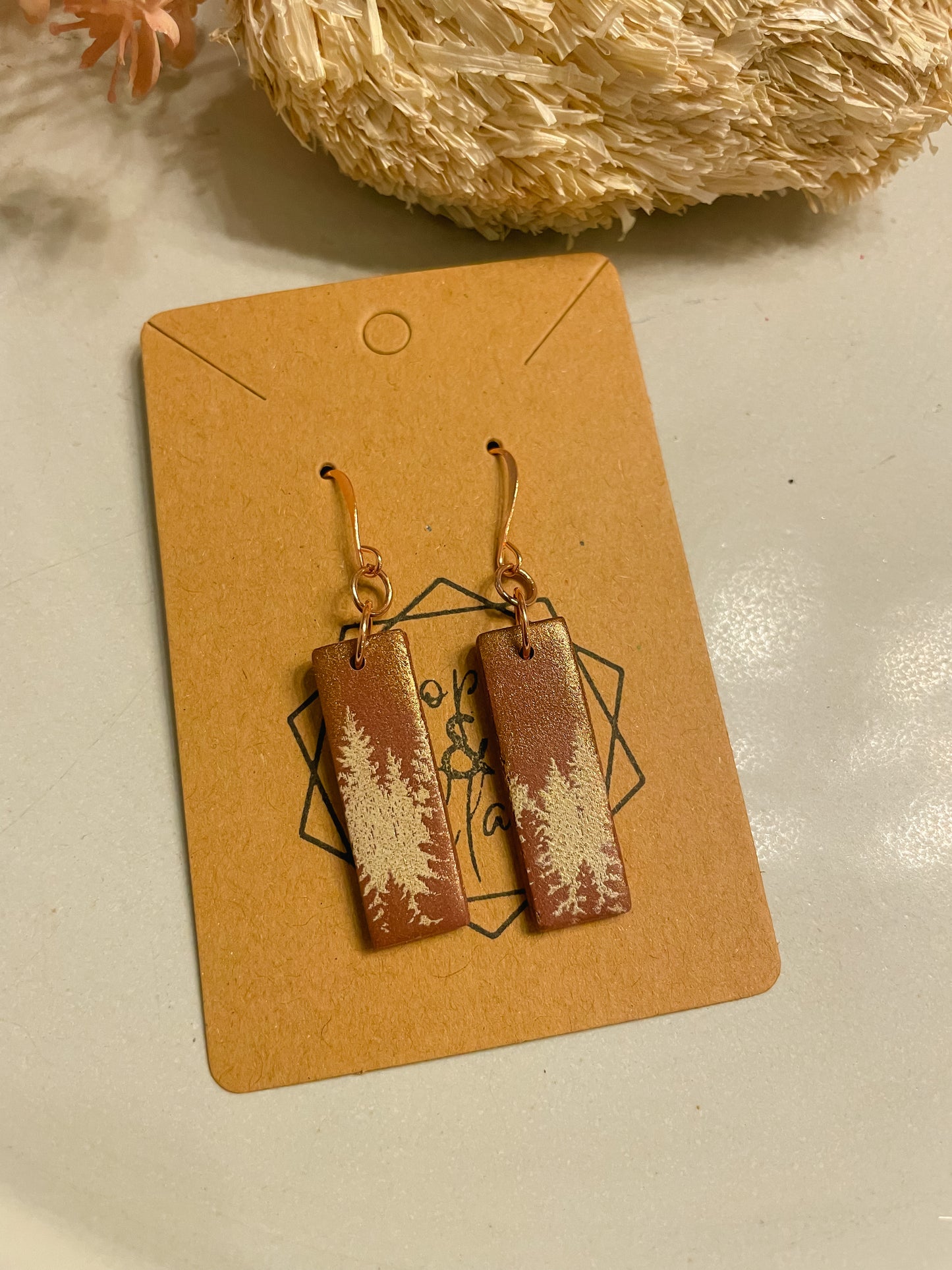 Rosewood Treeline Dangle Earring