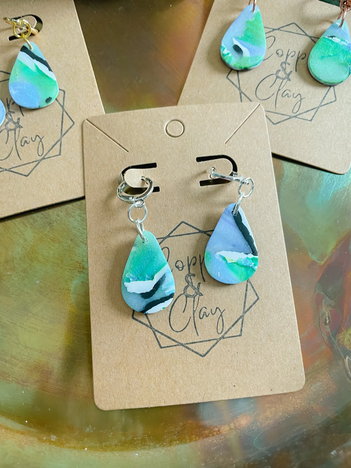 Watercolor Teardrop Huggie
